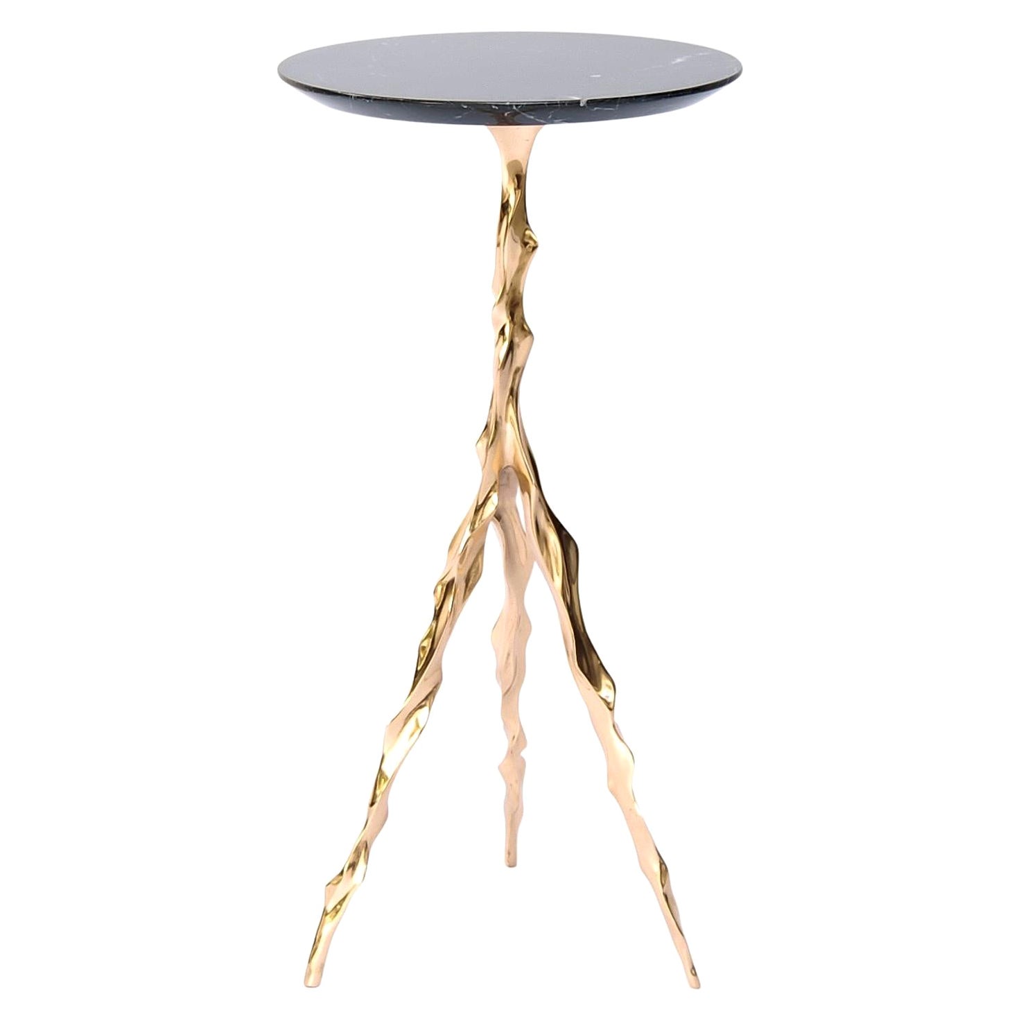 Table à boissons Etta avec plateau en marbre Nero Marquina de Fakasaka Design