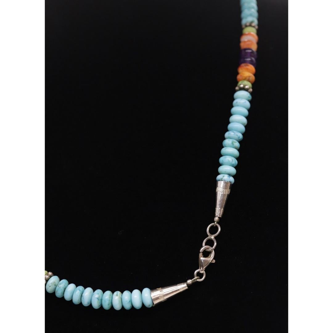 Ciondolo con intarsio del sole in argento sterling di Etta Endito Navajo. Navajo sud-occidentale in vendita 2