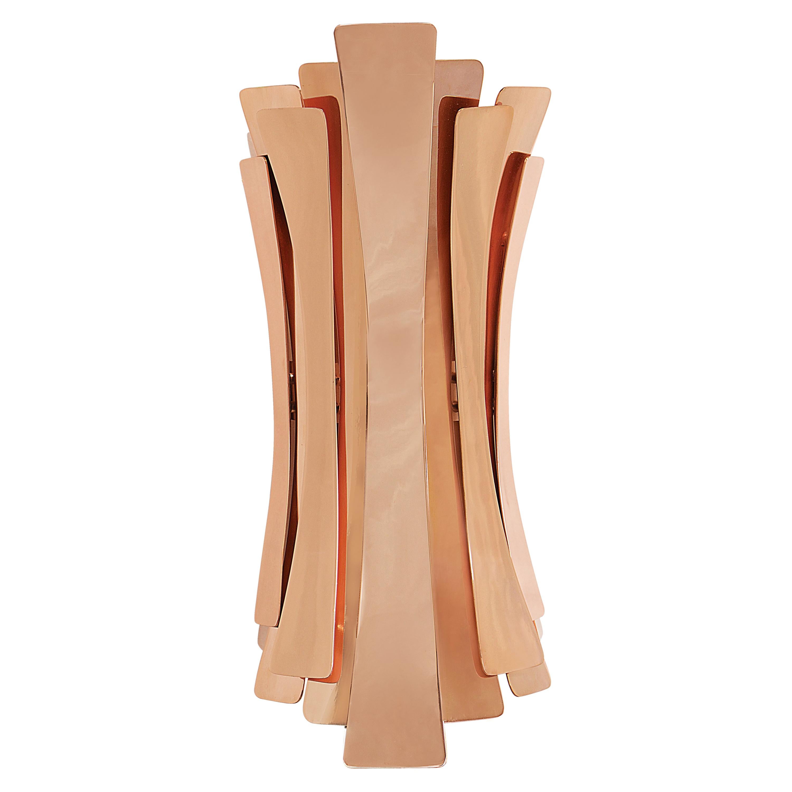Etta Wall Light in Brass with Copper-Plated Finish For Sale