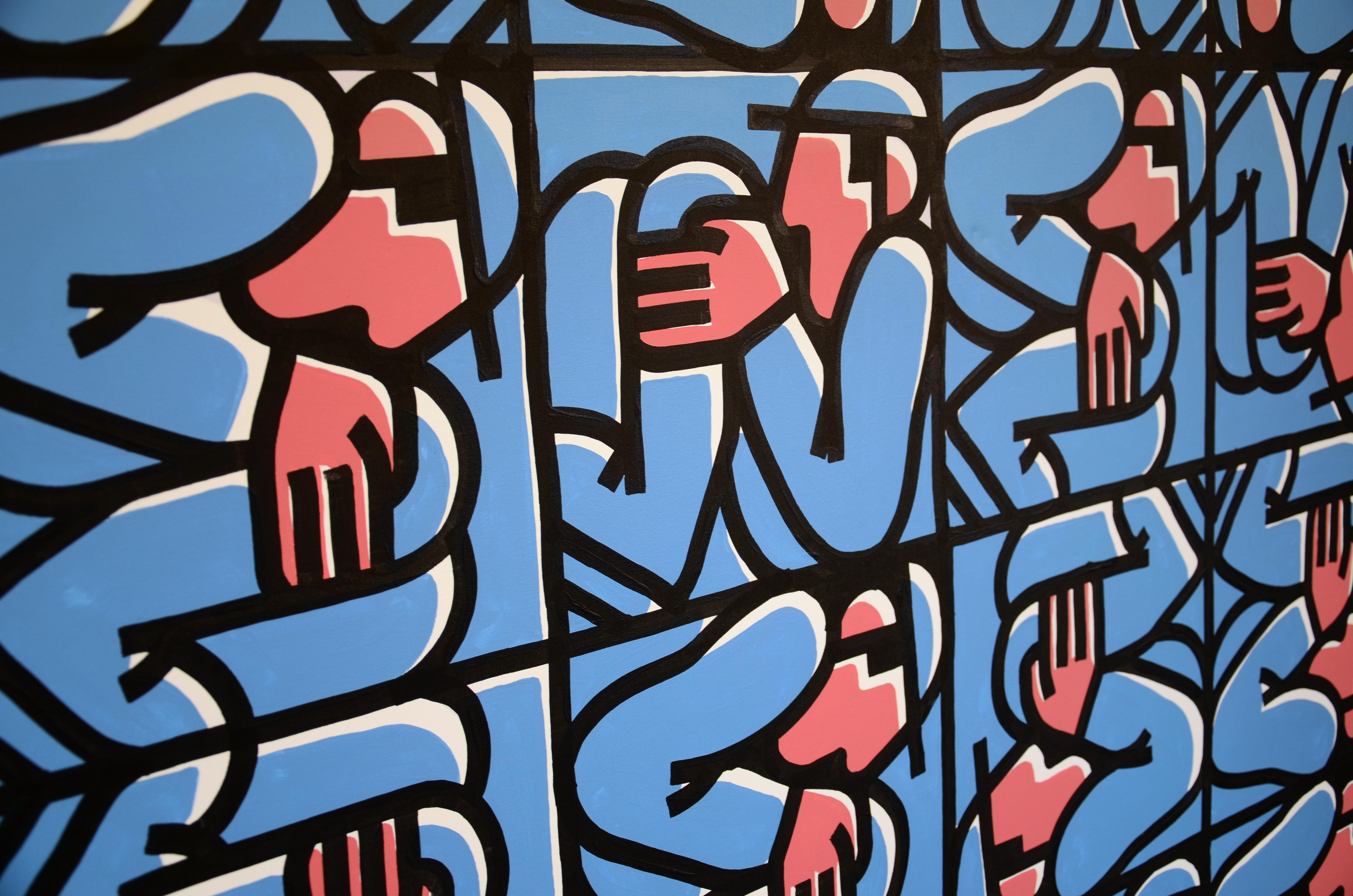 Acrylgemälde auf Leinwand des bedeutenden städtischen Künstlers „Frame - 43“ im Angebot 5