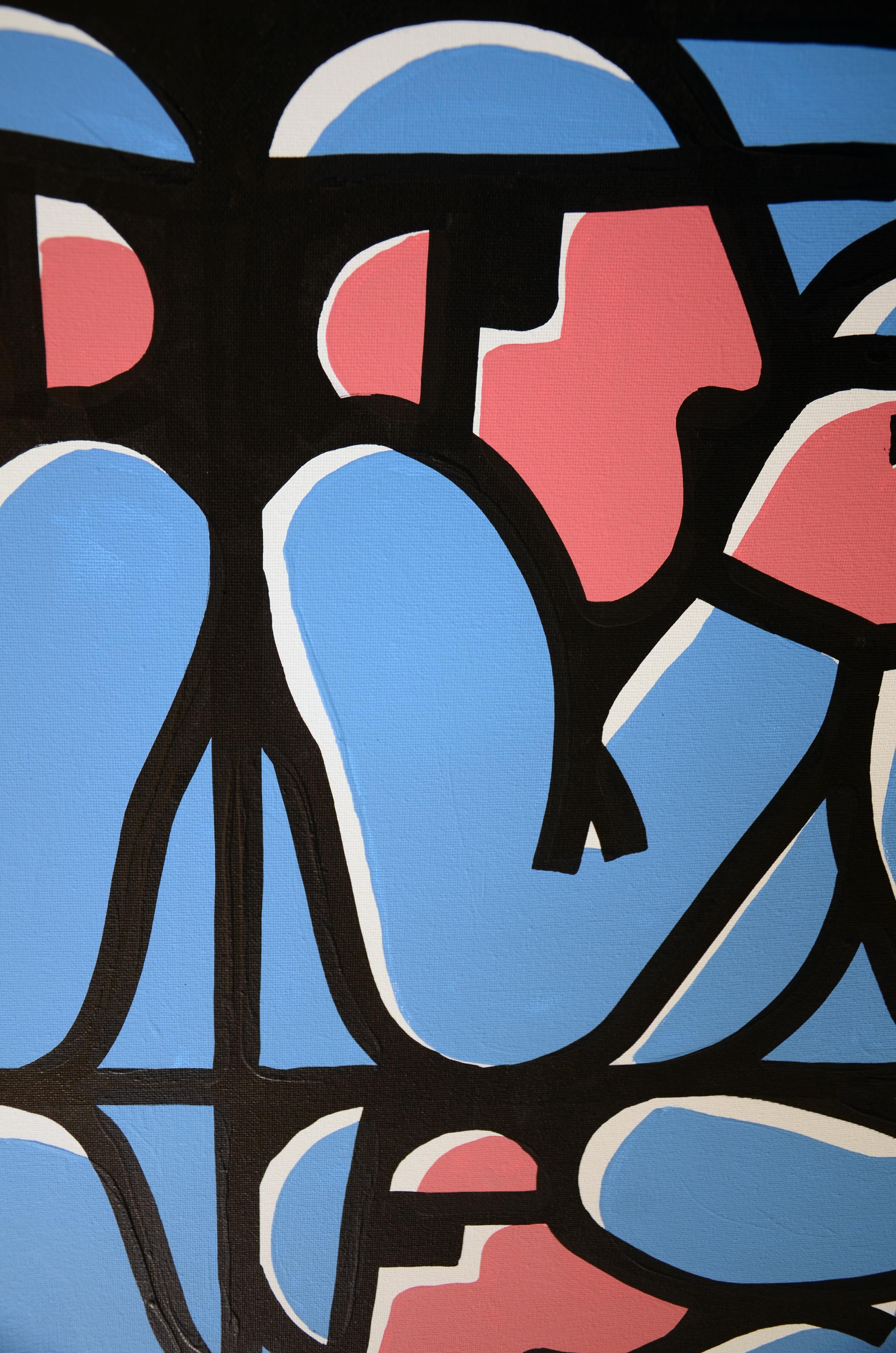 Acrylgemälde auf Leinwand des bedeutenden städtischen Künstlers „Frame - 43“ im Angebot 6