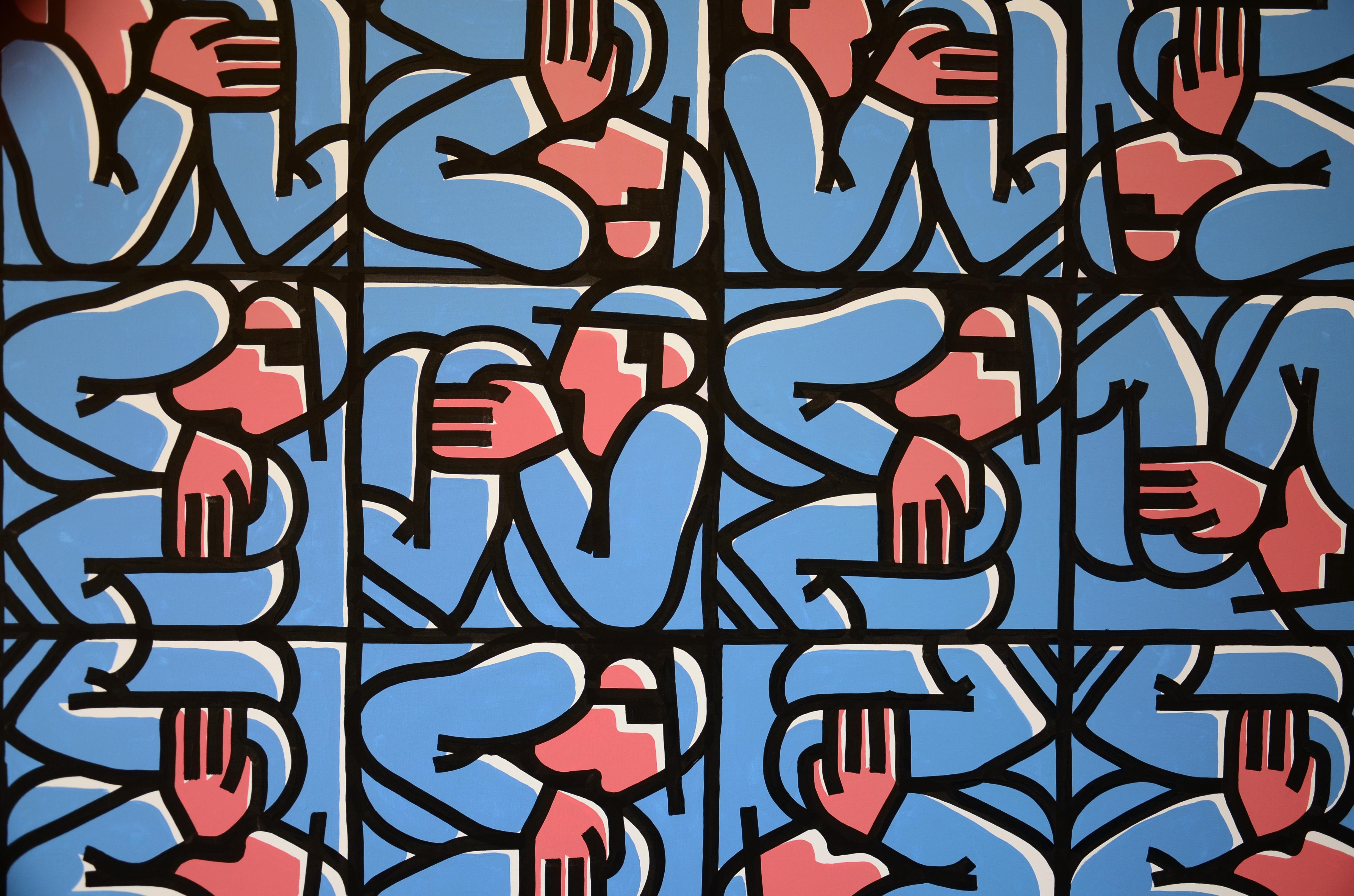 Acrylgemälde auf Leinwand des bedeutenden städtischen Künstlers „Frame - 43“ im Angebot 7