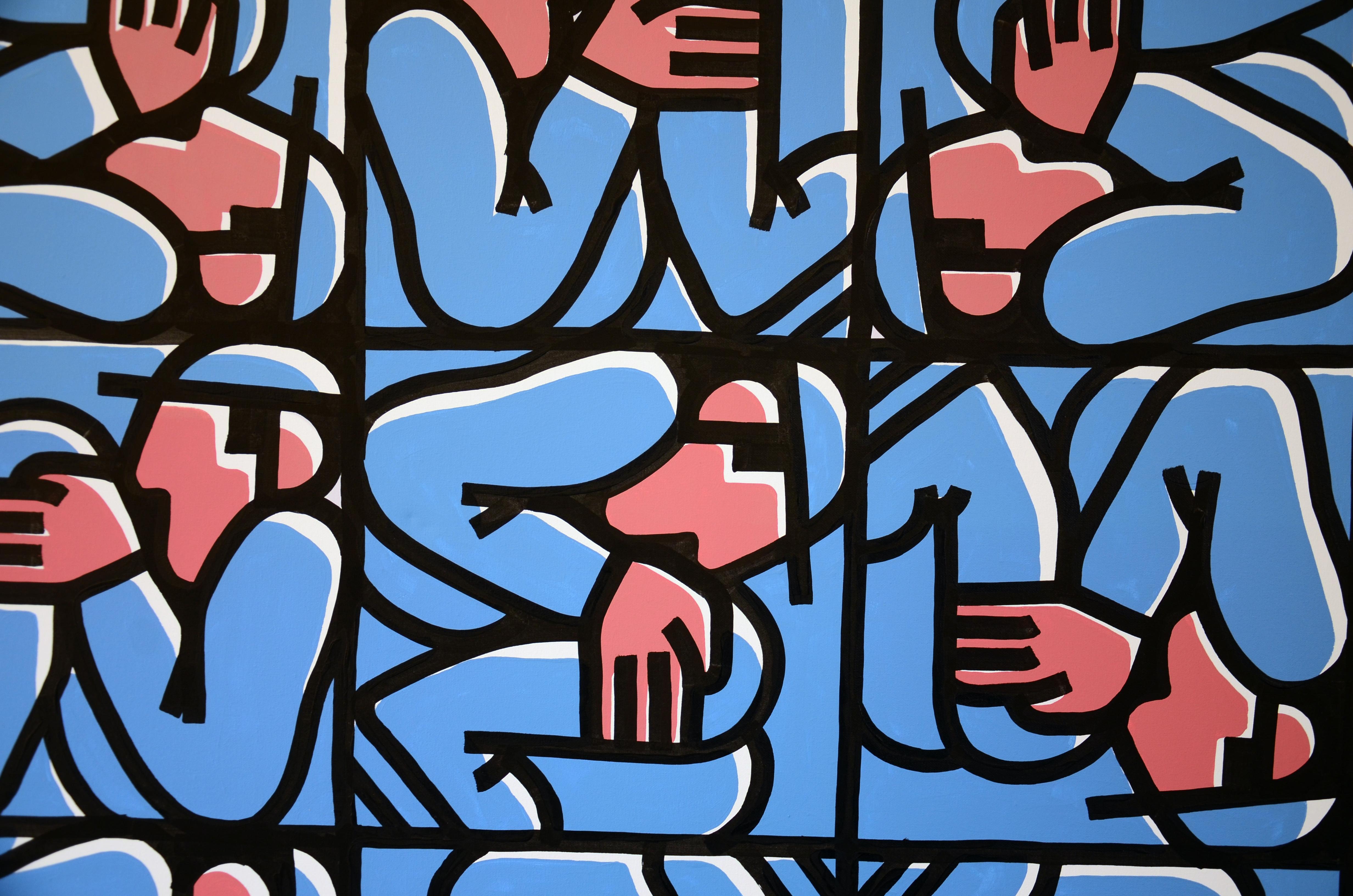 Acrylgemälde auf Leinwand des bedeutenden städtischen Künstlers „Frame - 43“ im Angebot 3