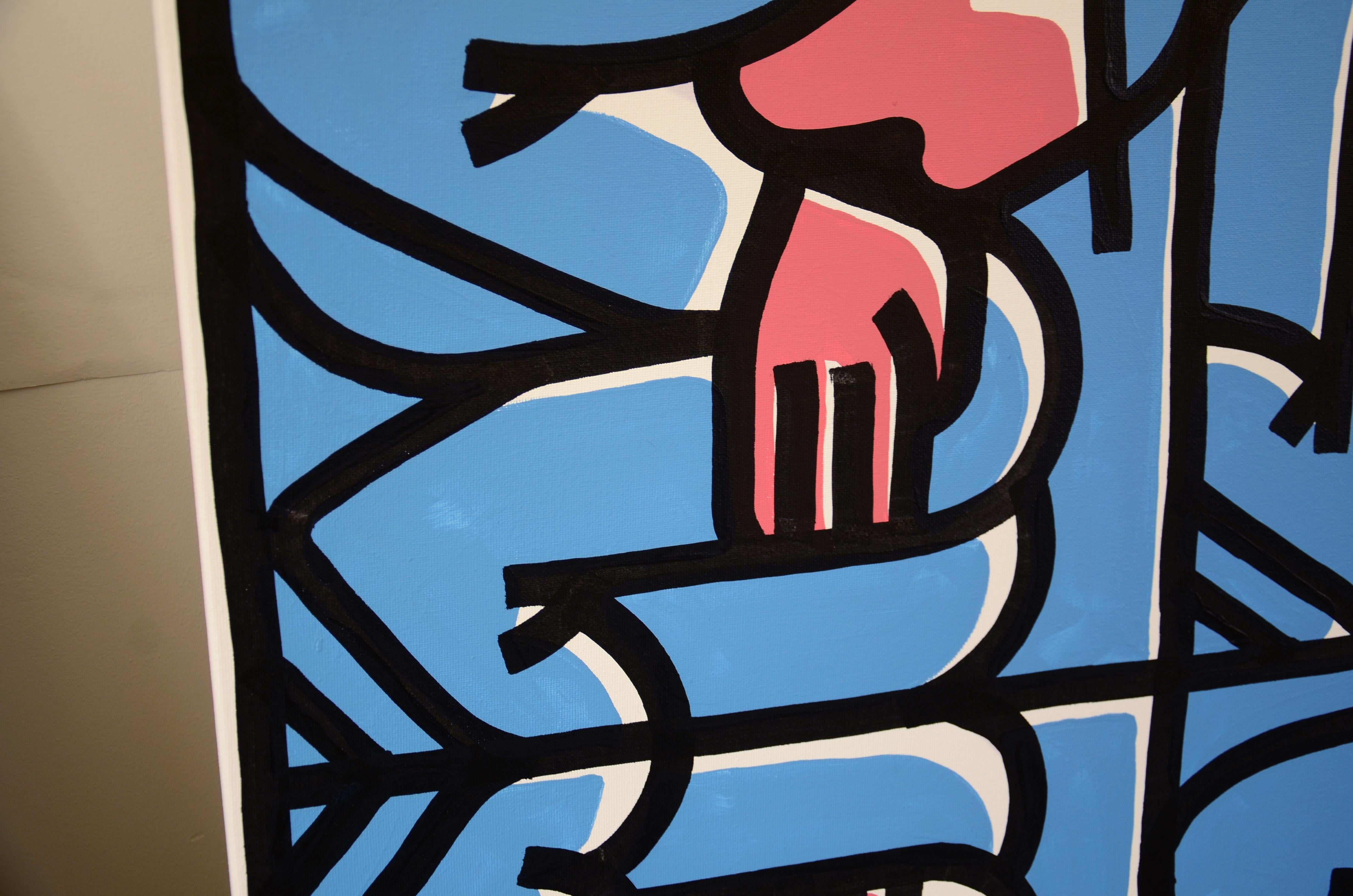 Acrylgemälde auf Leinwand des bedeutenden städtischen Künstlers „Frame - 43“ im Angebot 4