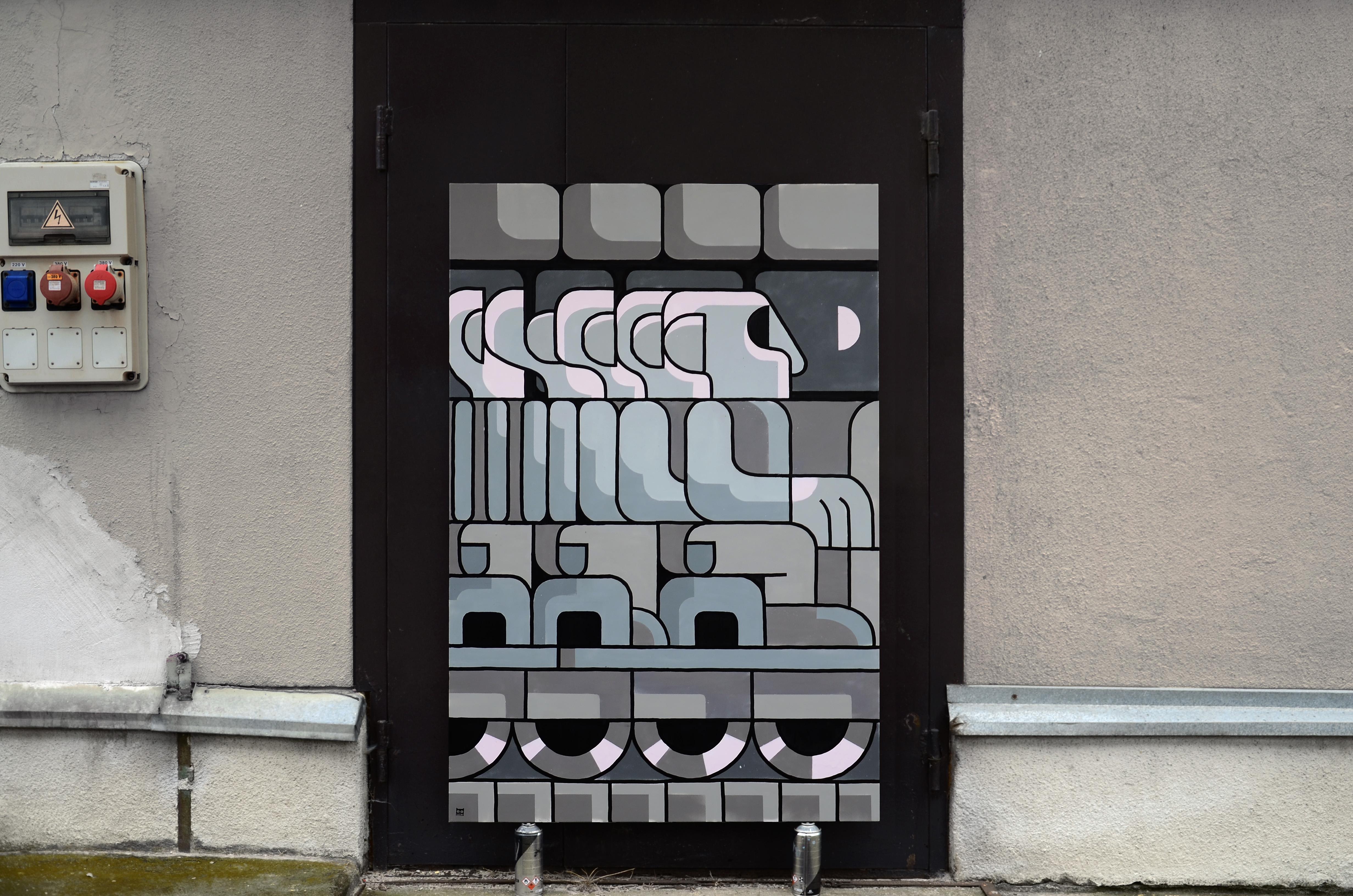 Acryl-Sprühfarbe und Marker auf Leinwand von prominenter Urban Artist - 