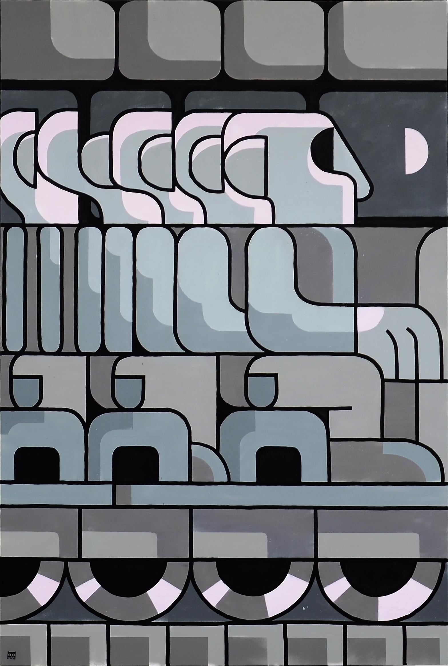 Acryl-Sprühfarbe und Marker auf Leinwand von prominenter Urban Artist - "Journey" – Mixed Media Art von Ettoja