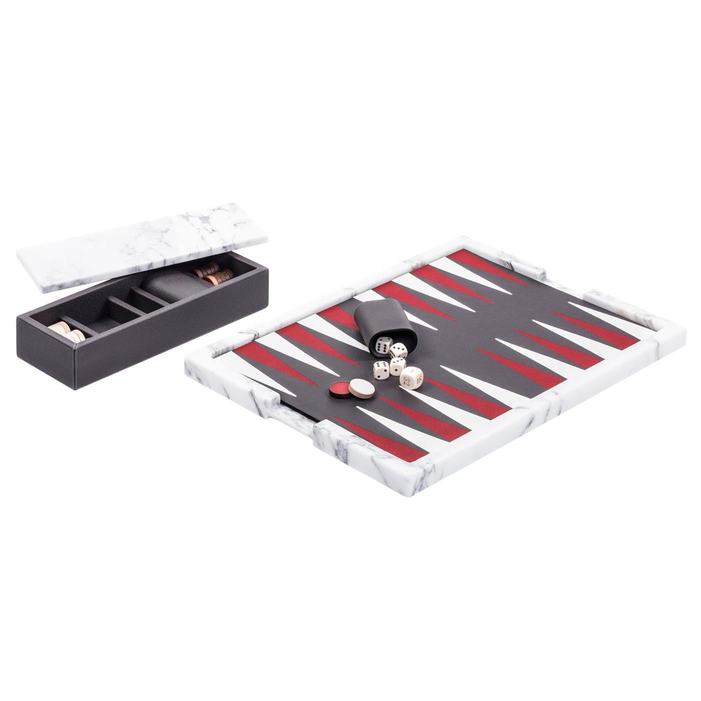 Plateau de backgammon en marbre Ettore Arabescato en vente