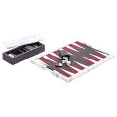 Ettore Arabescato Marble Backgammon Board
