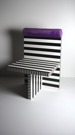 Ettore armchair, lim ed. 25pcs, memphis ode, black white, velvet. Studio Greca