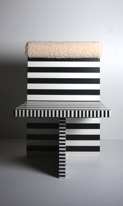 Ettore armchair, lim ed. 25pcs, memphis ode, black white, bouclè. Studio Greca