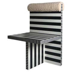 Ettore armchair, lim ed. 25pcs, memphis ode, black white, bouclè. Studio Greca