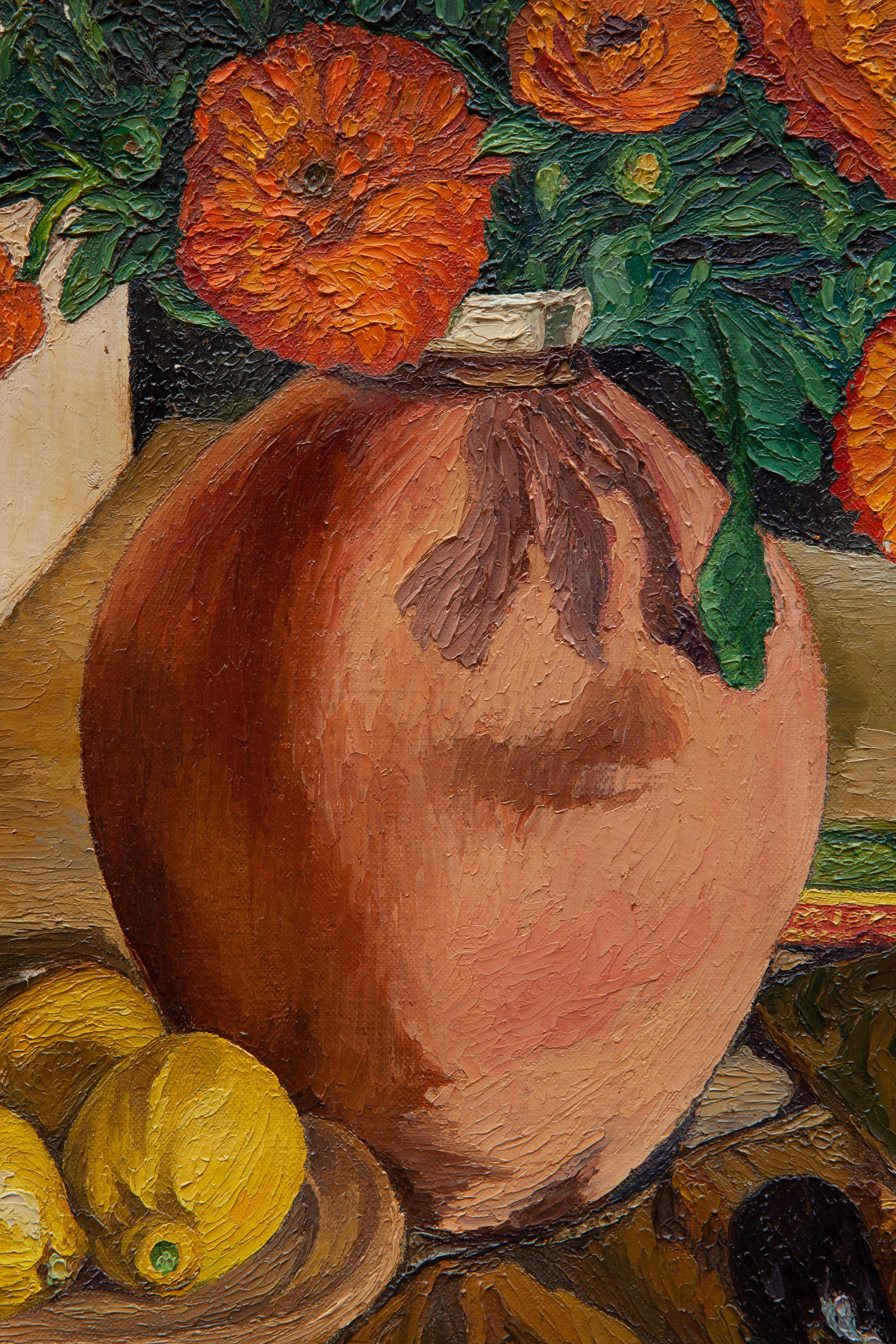 Ettore Cosomati (1871-1960) Nature morte au souci avec citrons et pipe en vente 6