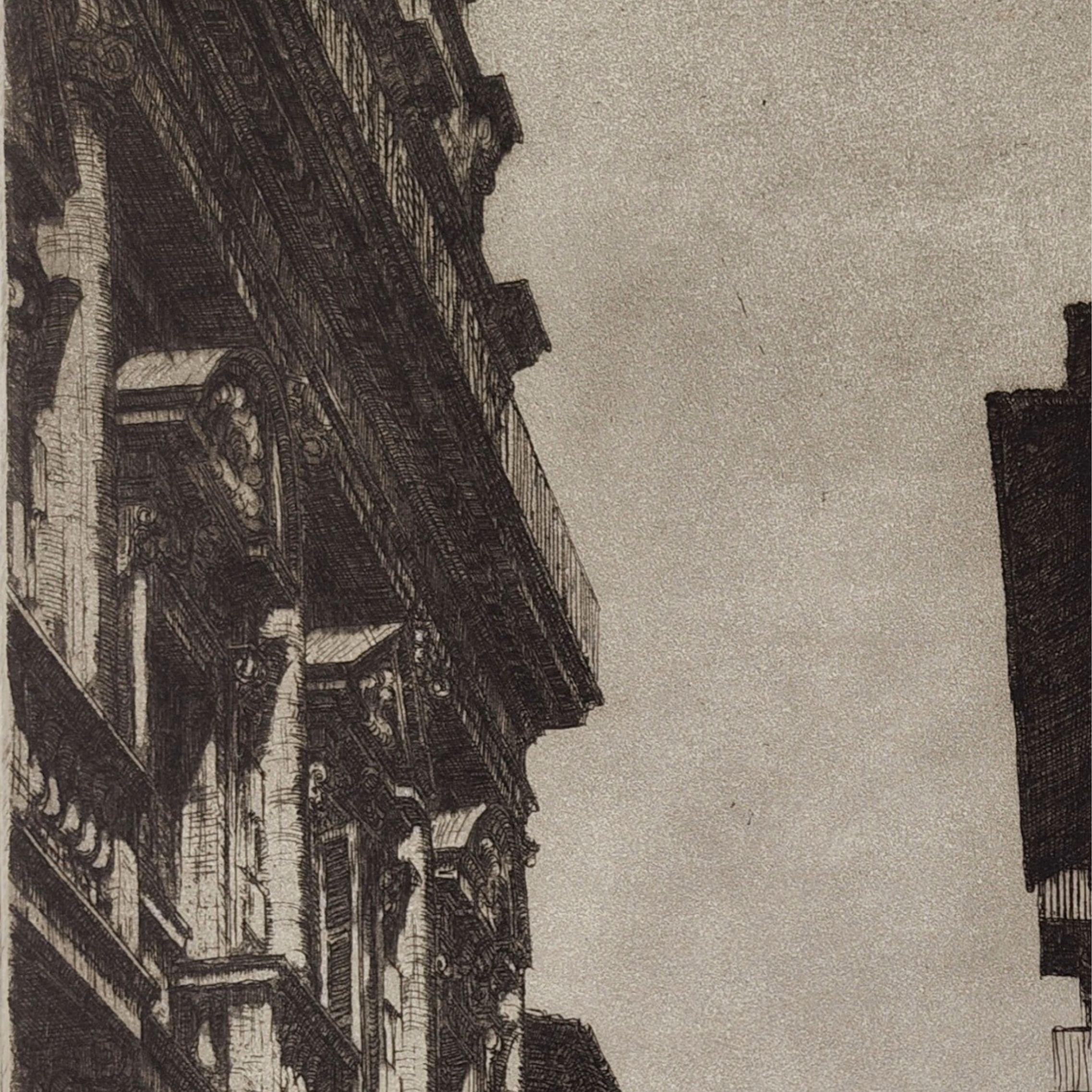 Etching Piazza delle Erbe in Verona 1928 by Ettore Fagiuoli For Sale 6