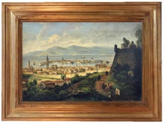 MESSINA- Posillipo School - Peinture de paysage italienne à l'huile sur toile