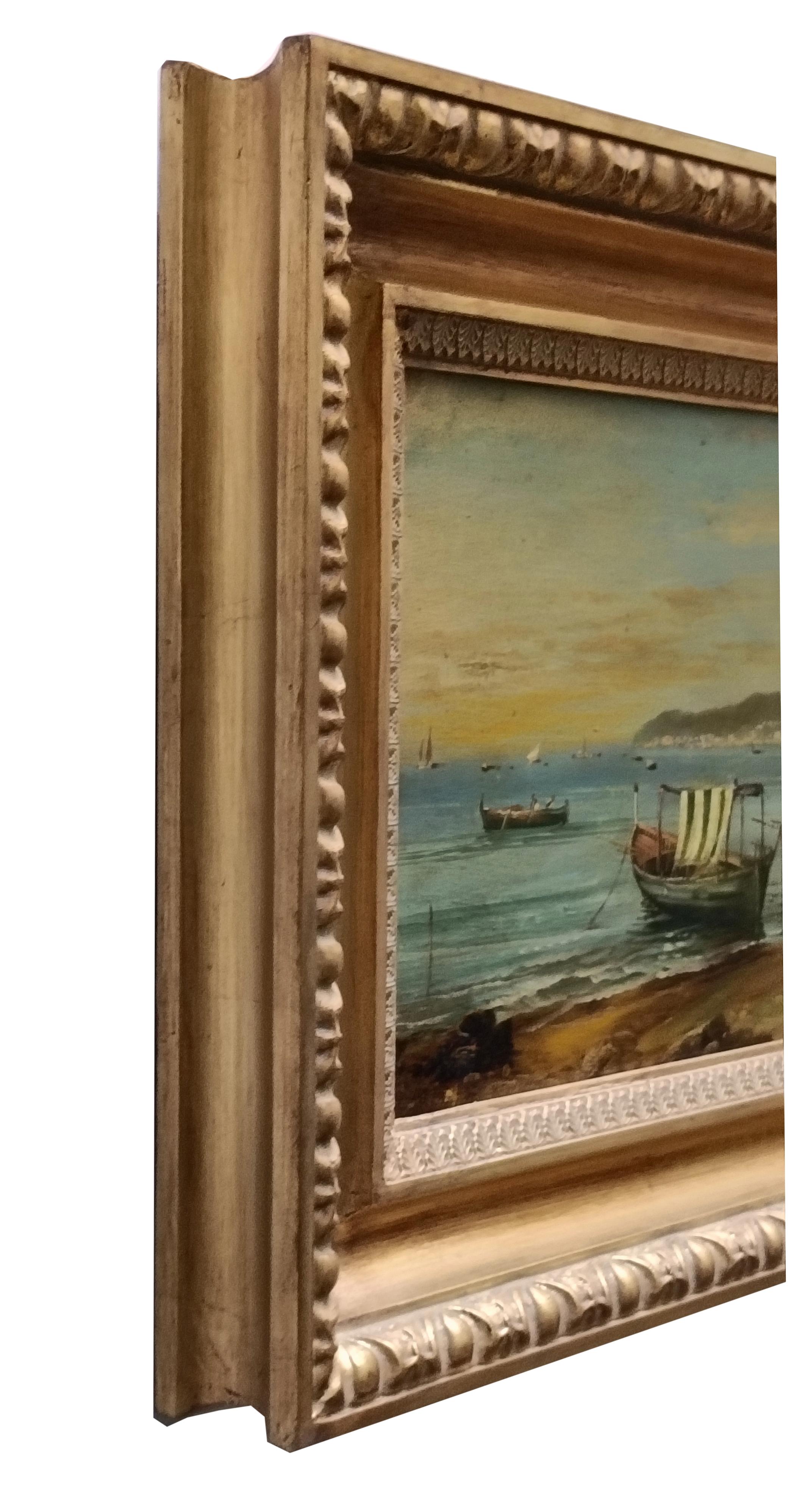 NÁPOLES - Ettore Ferrante - Paisaje italiano Pintura al óleo sobre lienzo en venta 3