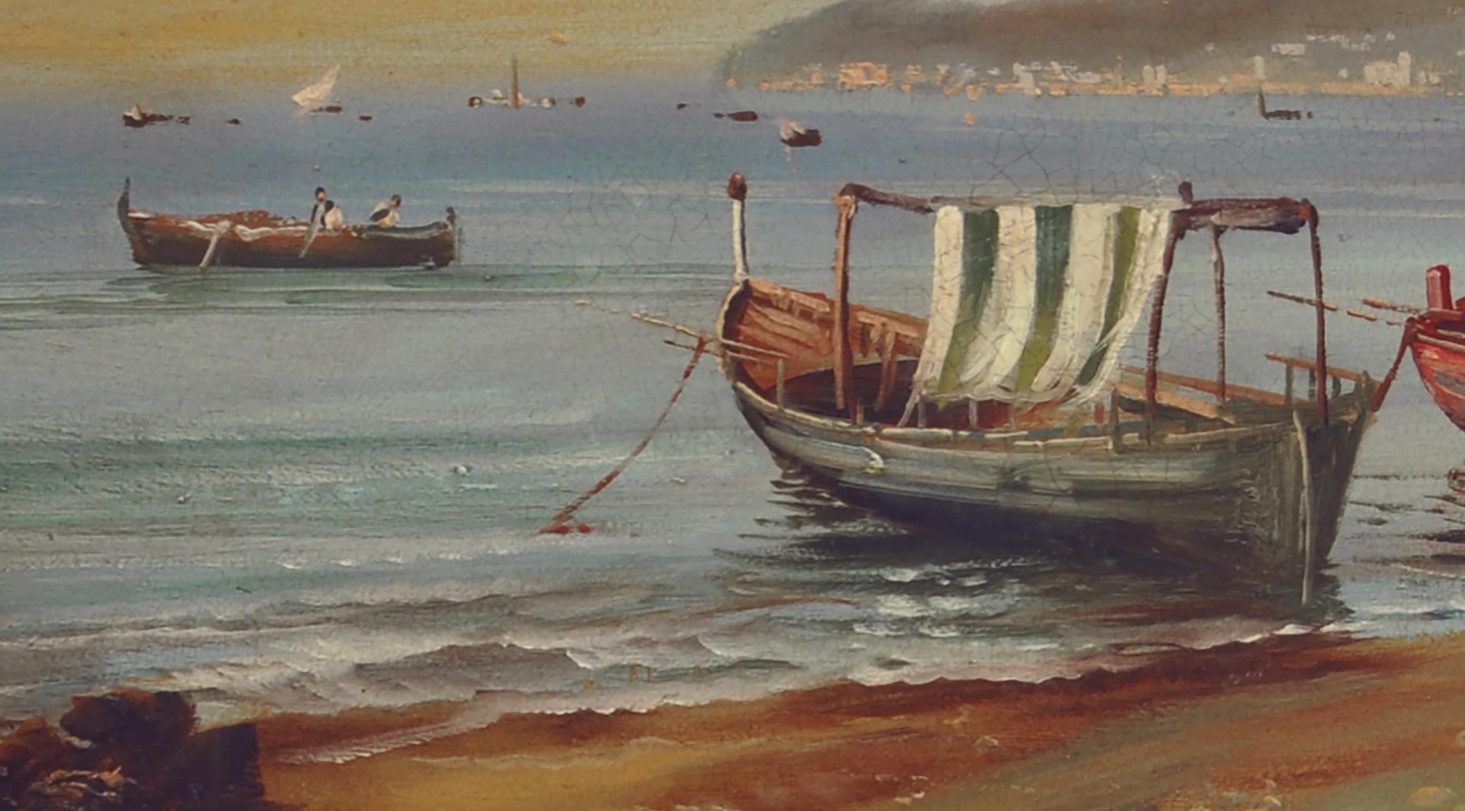 NÁPOLES - Ettore Ferrante - Paisaje italiano Pintura al óleo sobre lienzo en venta 8