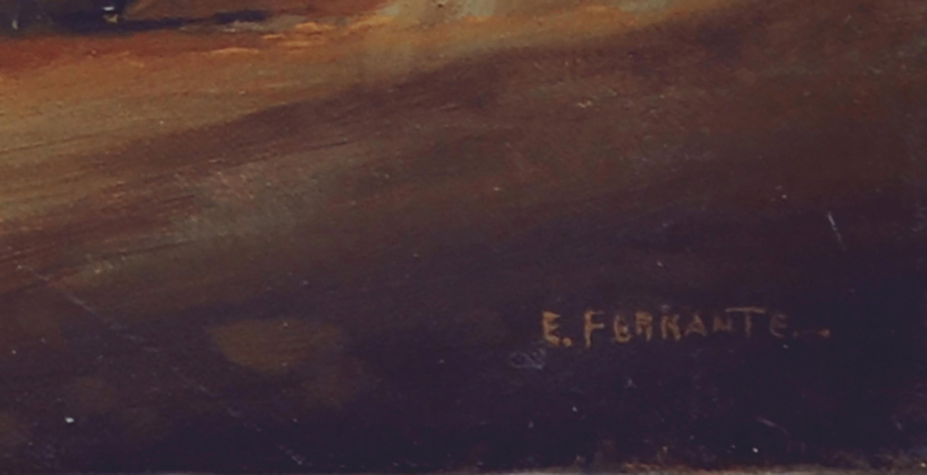 NÁPOLES - Ettore Ferrante - Paisaje italiano Pintura al óleo sobre lienzo en venta 11