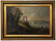 NAPLES -Neapolitan School - Italian Landscape Oil on canvas Painting