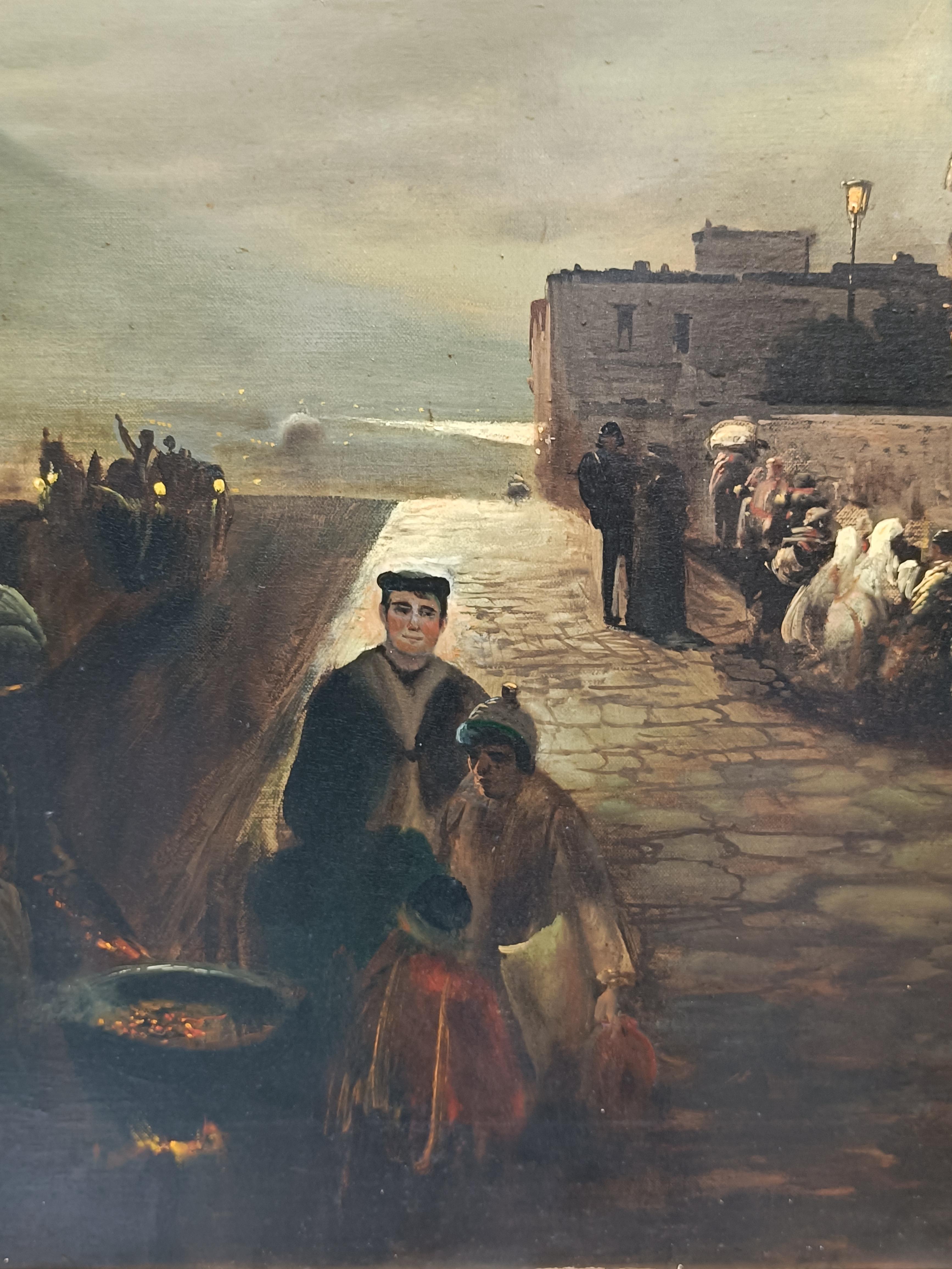 NAPLES - École Posillipo - Peinture de paysage italienne à l'huile sur toile en vente 7