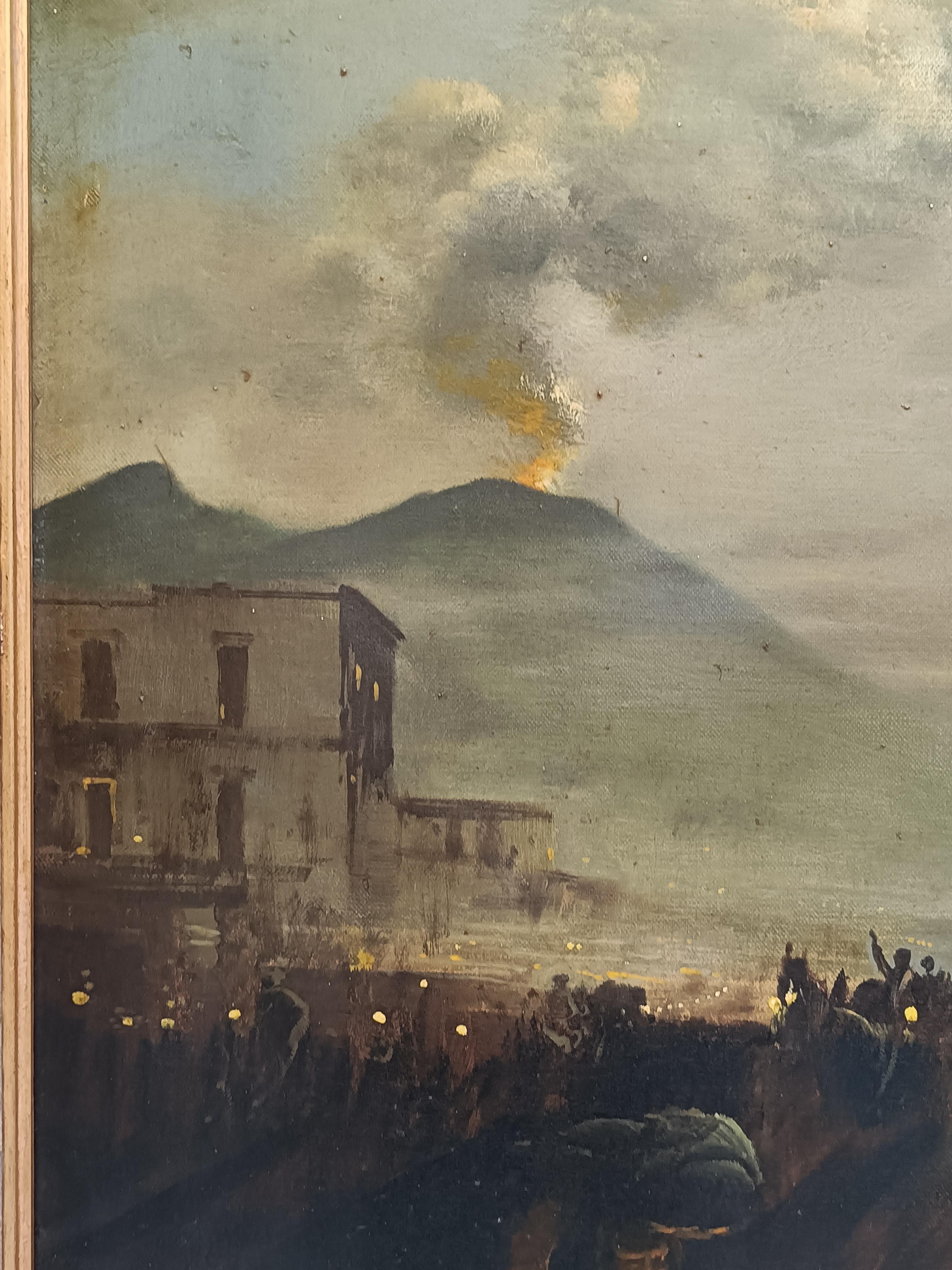 NAPLES - École Posillipo - Peinture de paysage italienne à l'huile sur toile en vente 8