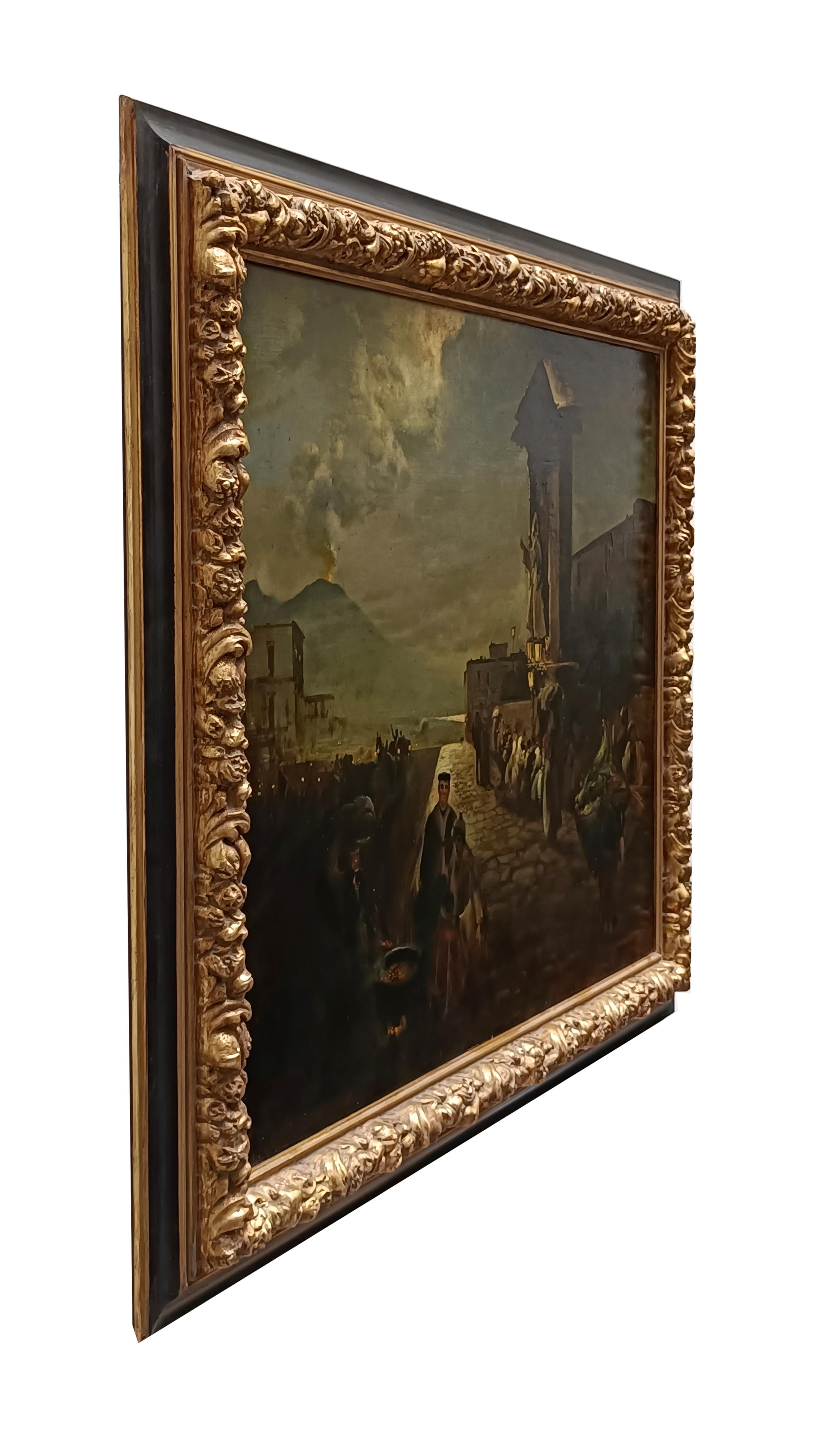 NAPLES - École Posillipo - Peinture de paysage italienne à l'huile sur toile en vente 10