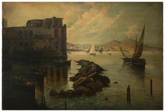 NAPLES - Posillipo School Italian Landscape Oil on Canvas Painting