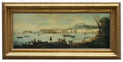 NAPLES - École Posillipo - Peinture de paysage italienne à l'huile sur toile 