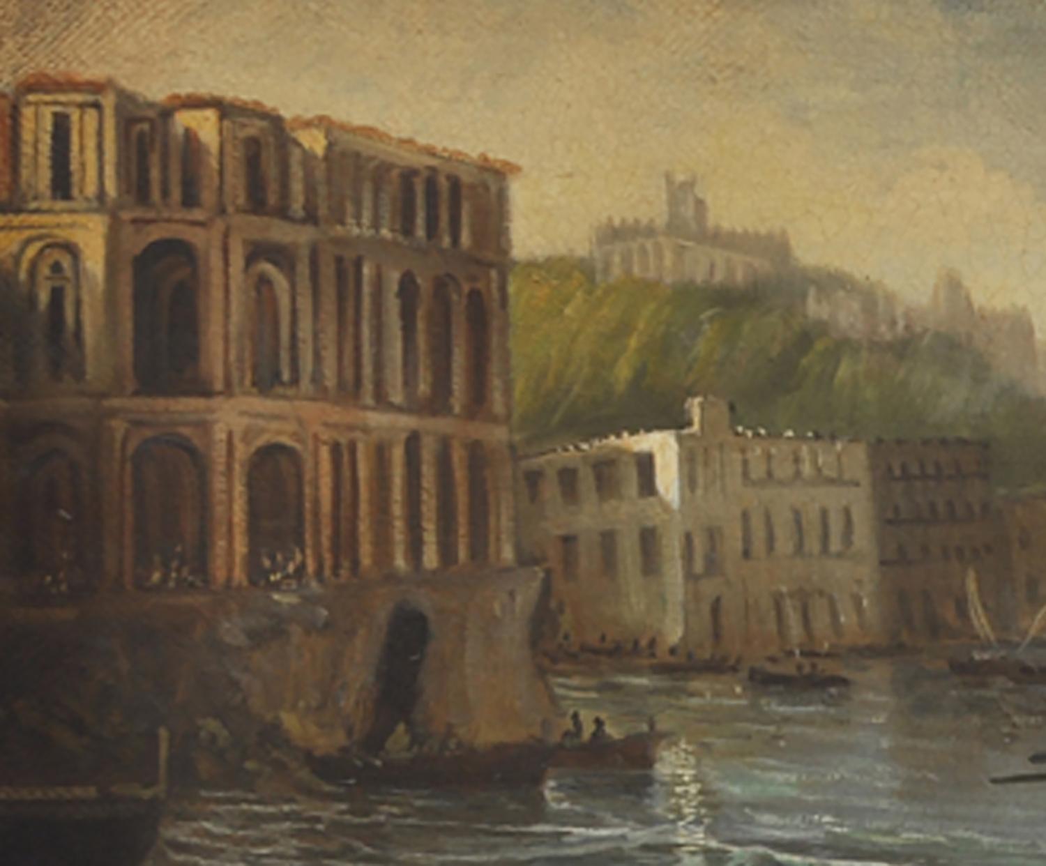 Naples - Ettore Ferrante - Italia 2006 - Oil on canvas cm.30x80.  
Frame available on request from our workshop.
Ettore Ferrante is a refined and excellent view painter of the past. As a critic of art, it is a real pleasure to talk about him. 