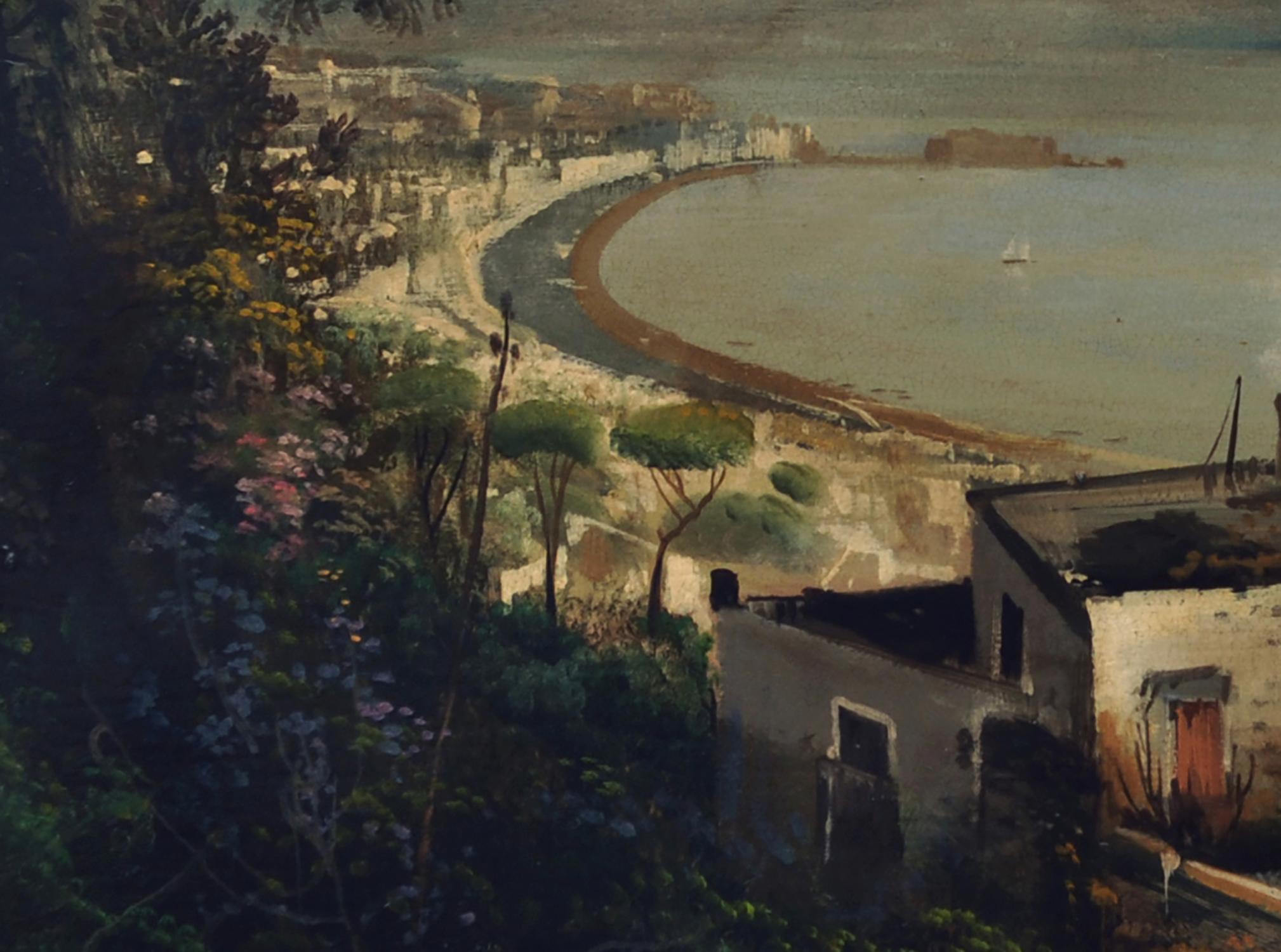 Naples - Ettore Ferrante Italia 2004 - Oil on canvas cm.40x60.

In this wonderful canvas E. Ferrante depicts the Gulf of Naples seen from Posillipo. Ferrante was inspired by the masters of the Posillipo School, including Antonio Pitloo and Giacinto
