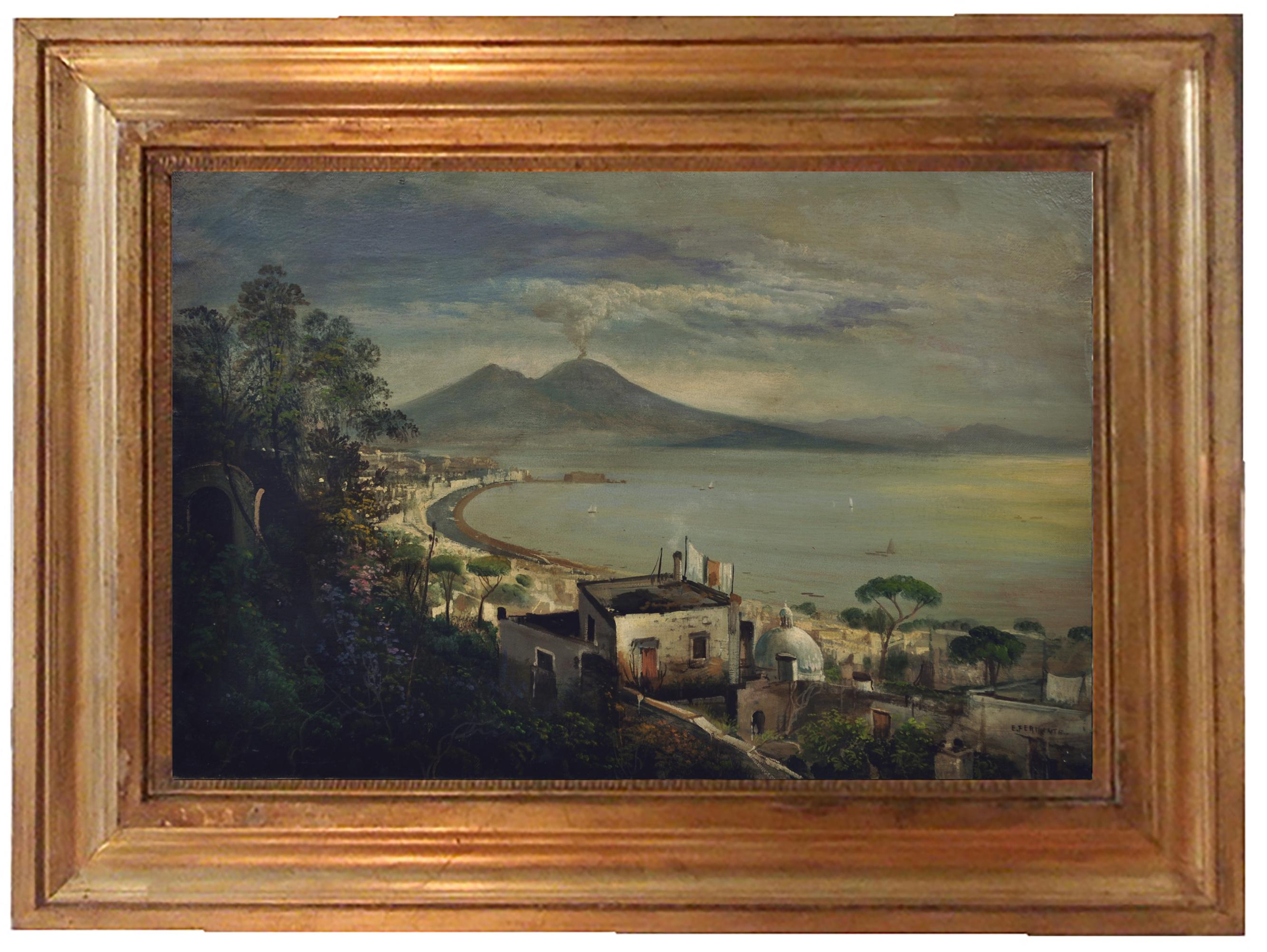 Ettore Ferrante NAPLES Posillipo School Italian Landscape Oil on