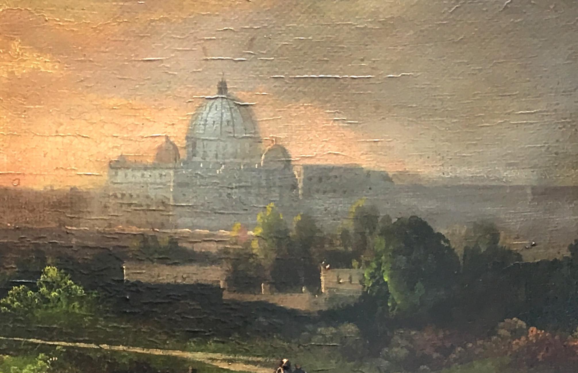 Rome - à la manière de G. Vanvitelli -  Peinture à l'huile sur toile - paysage italien - École italienne Painting par Ettore Ferrante
