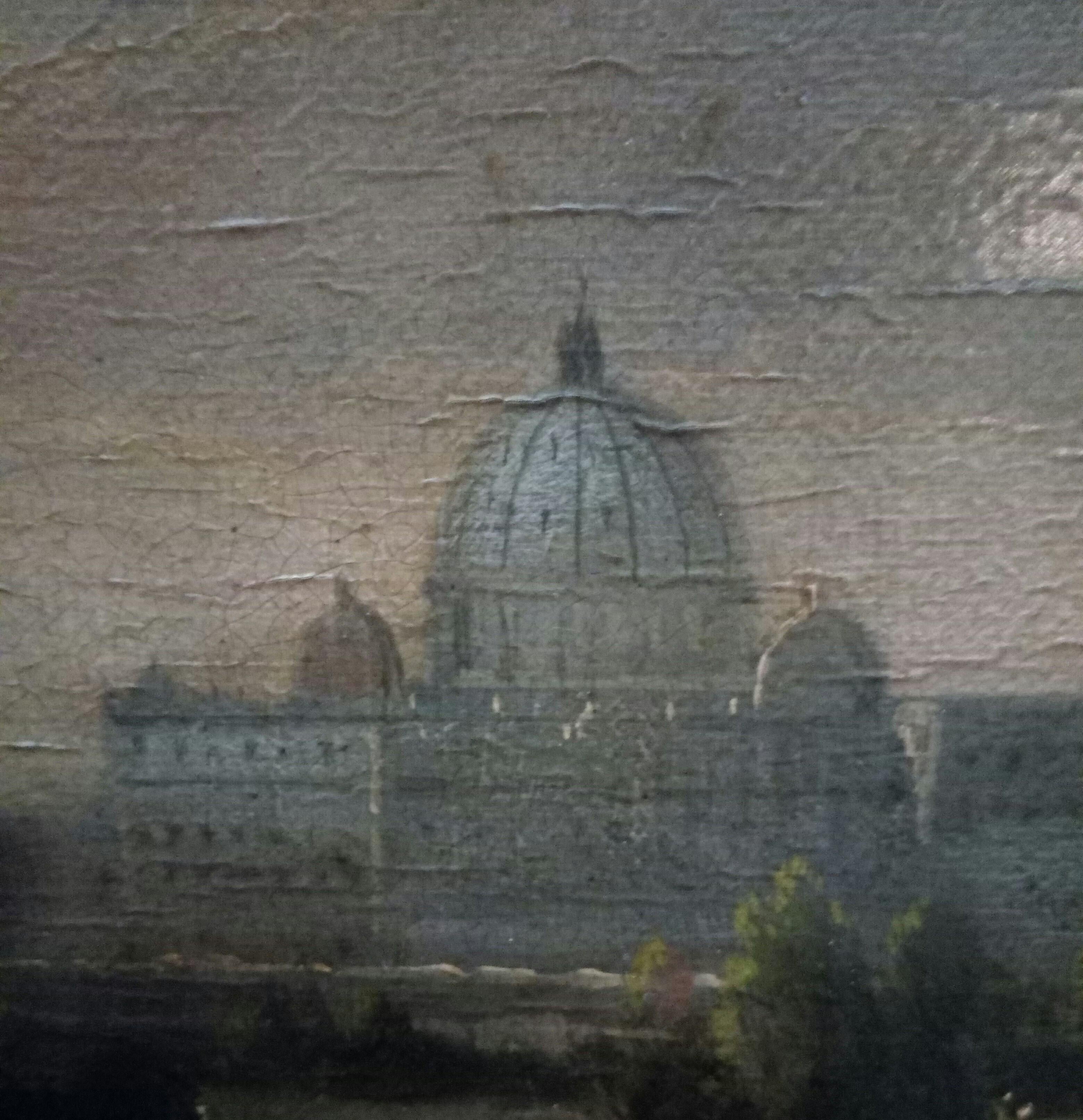 Rome - à la manière de G. Vanvitelli -  Peinture à l'huile sur toile - paysage italien en vente 1