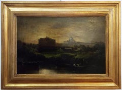 Rome - In the Manner of G.Vanvitelli -  Oil on Canvas Italian Landscape Painting