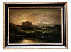 Rome - In the Manner of G.Vanvitelli -  Oil on Canvas Italian Landscape Painting