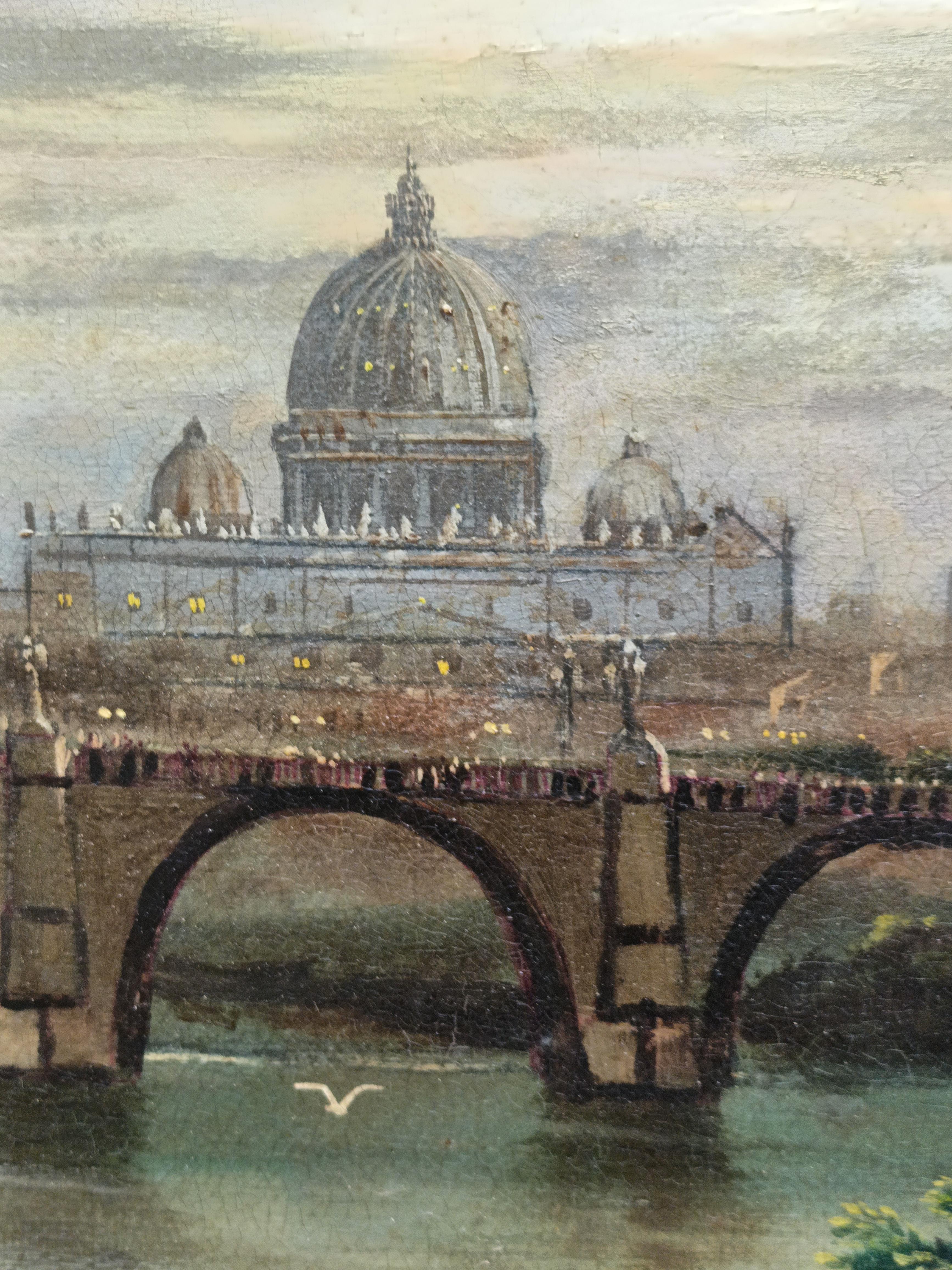 Rom ROME - Italienische Schule - Landschaft Öl auf Leinwand Gemälde im Angebot 7