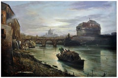 ROME - Italian School - Landscape Oil on Canvas Painting