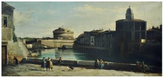 ROME - Italian School -  Landscape Oil on Canvas Painting,