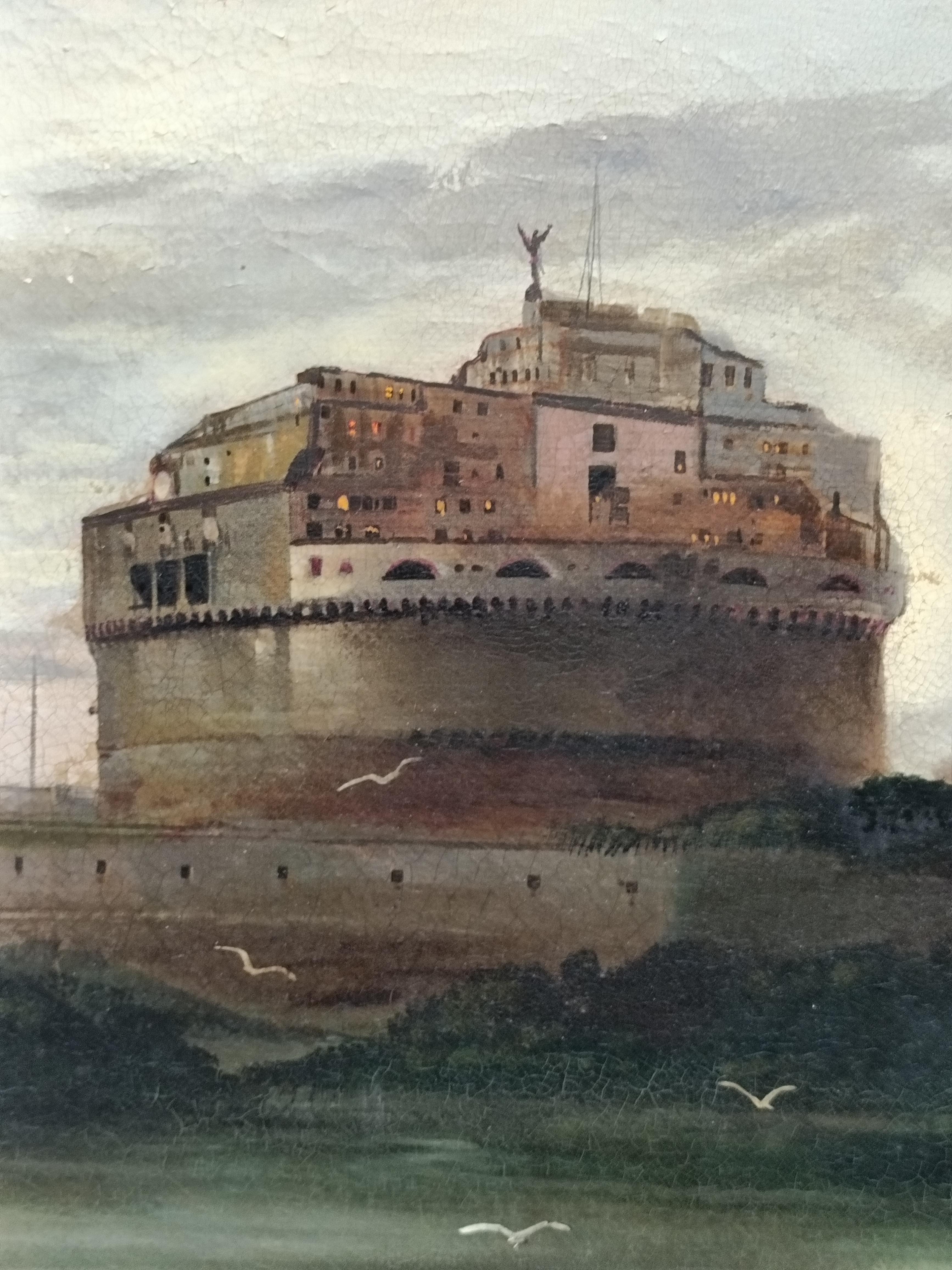 Rom ROME - Italienische Schule - Landschaft Öl auf Leinwand Gemälde im Angebot 4