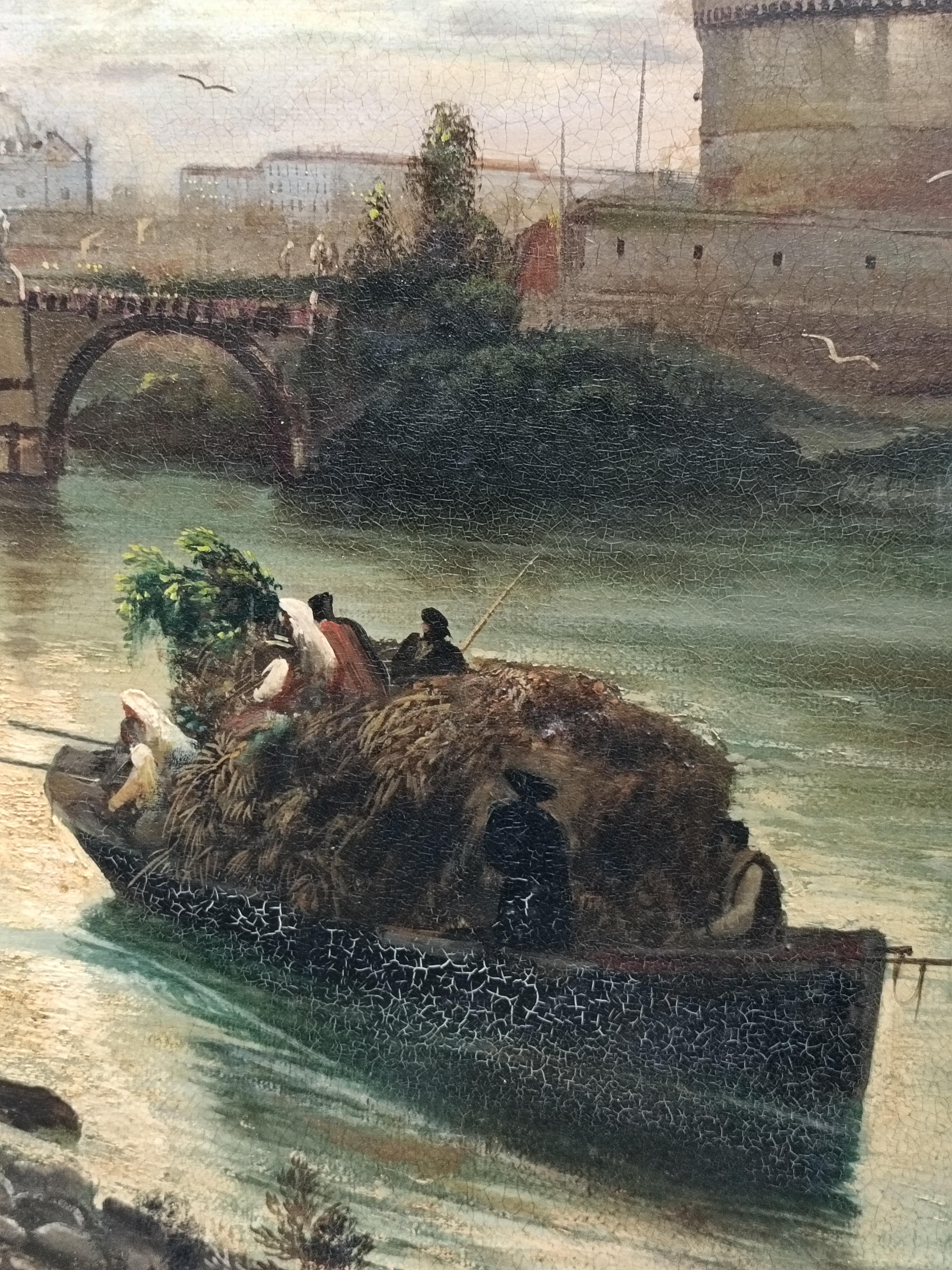 Rom ROME - Italienische Schule - Landschaft Öl auf Leinwand Gemälde im Angebot 5