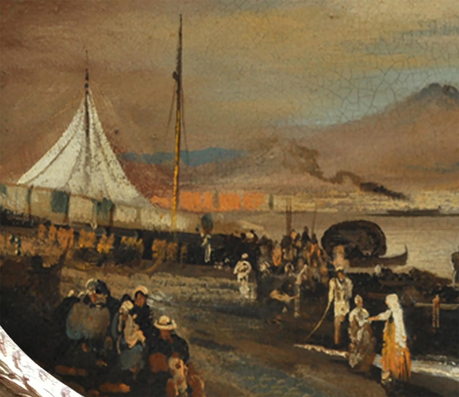 VOIR LES NAPLES - École de Posillipo - Peinture de paysage italienne à l'huile sur toile - École italienne Painting par Ettore Ferrante