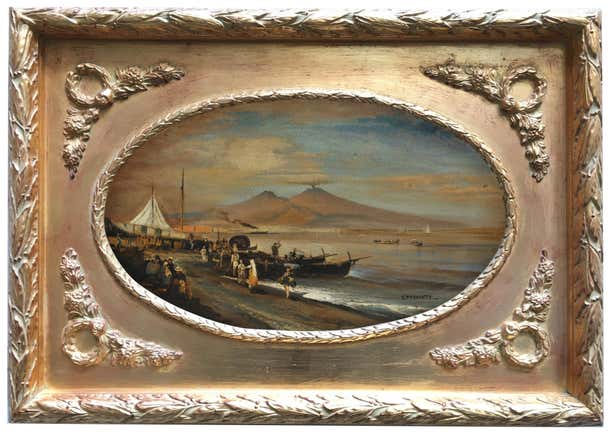 Ettore Ferrante - VIEW OF NAPLES -Posillipo School - Italian Landscape ...