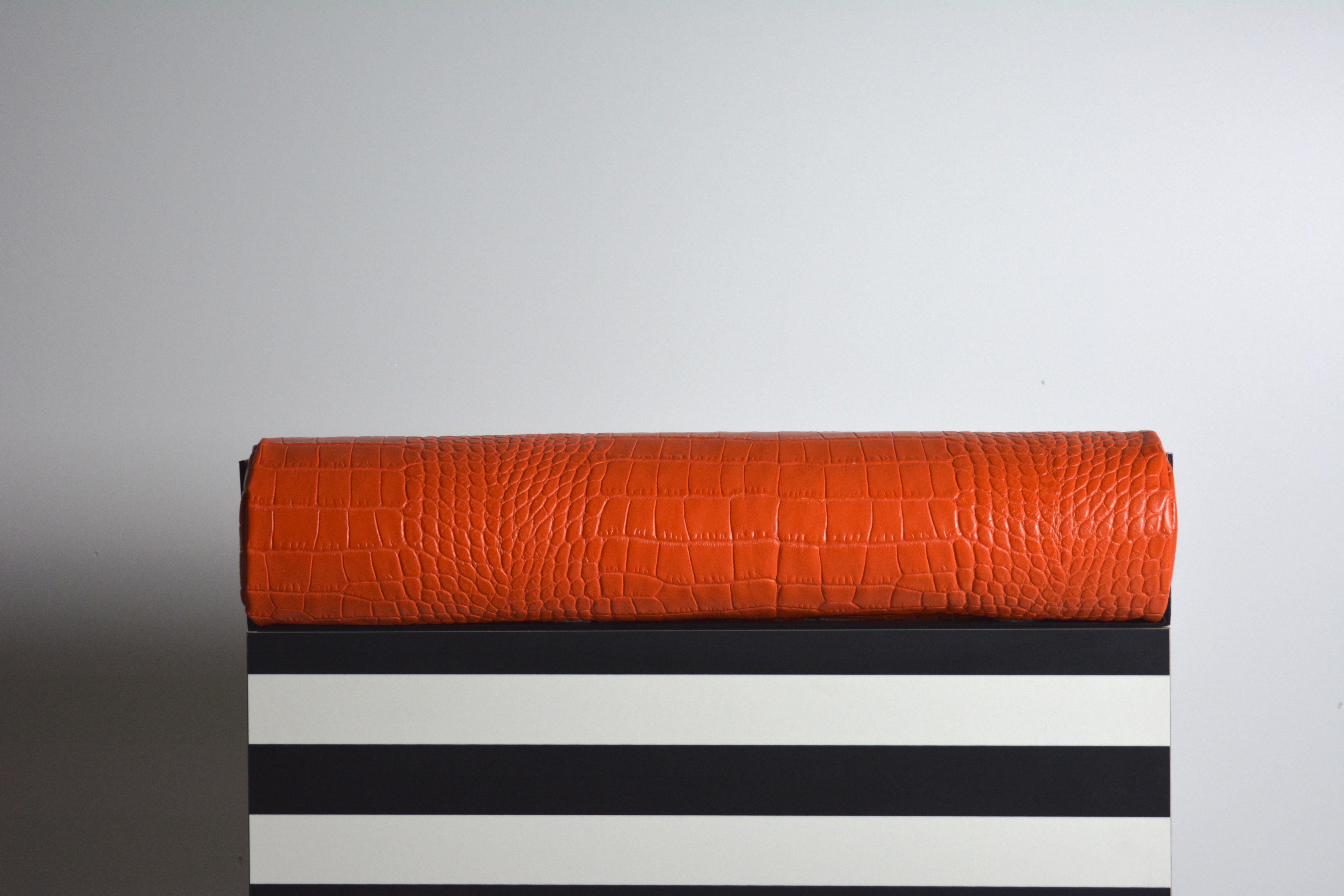 Hand-Crafted Ettore armchair memphis tribute black white lamiate orange leather Studio Greca For Sale