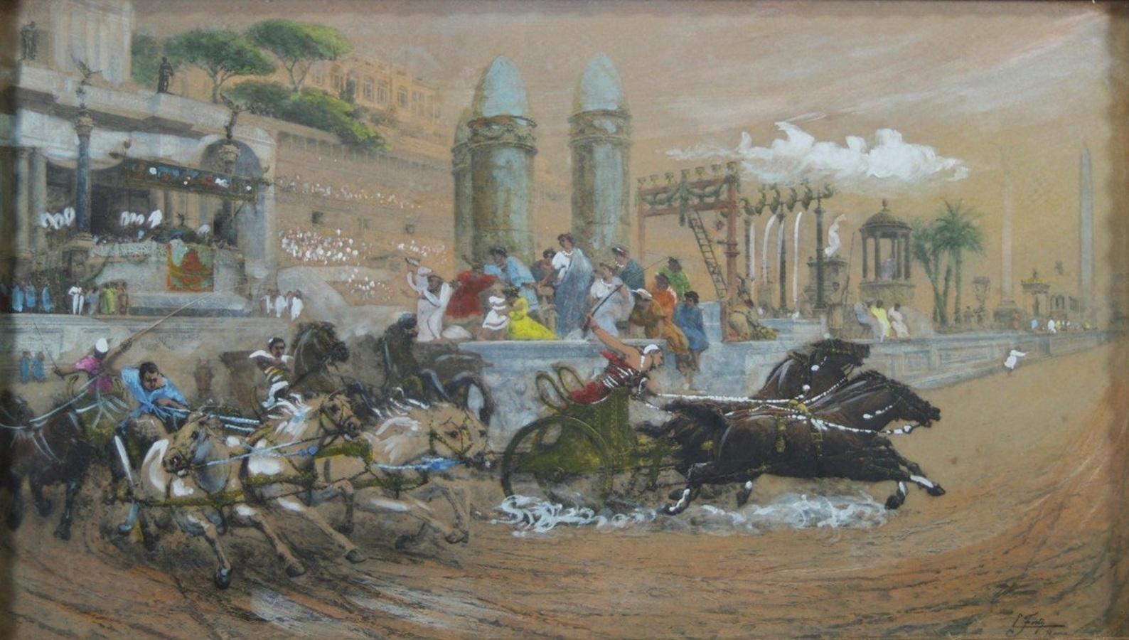 Ettore Forti (xix-xx) Chariot Race In The Circus Maximus