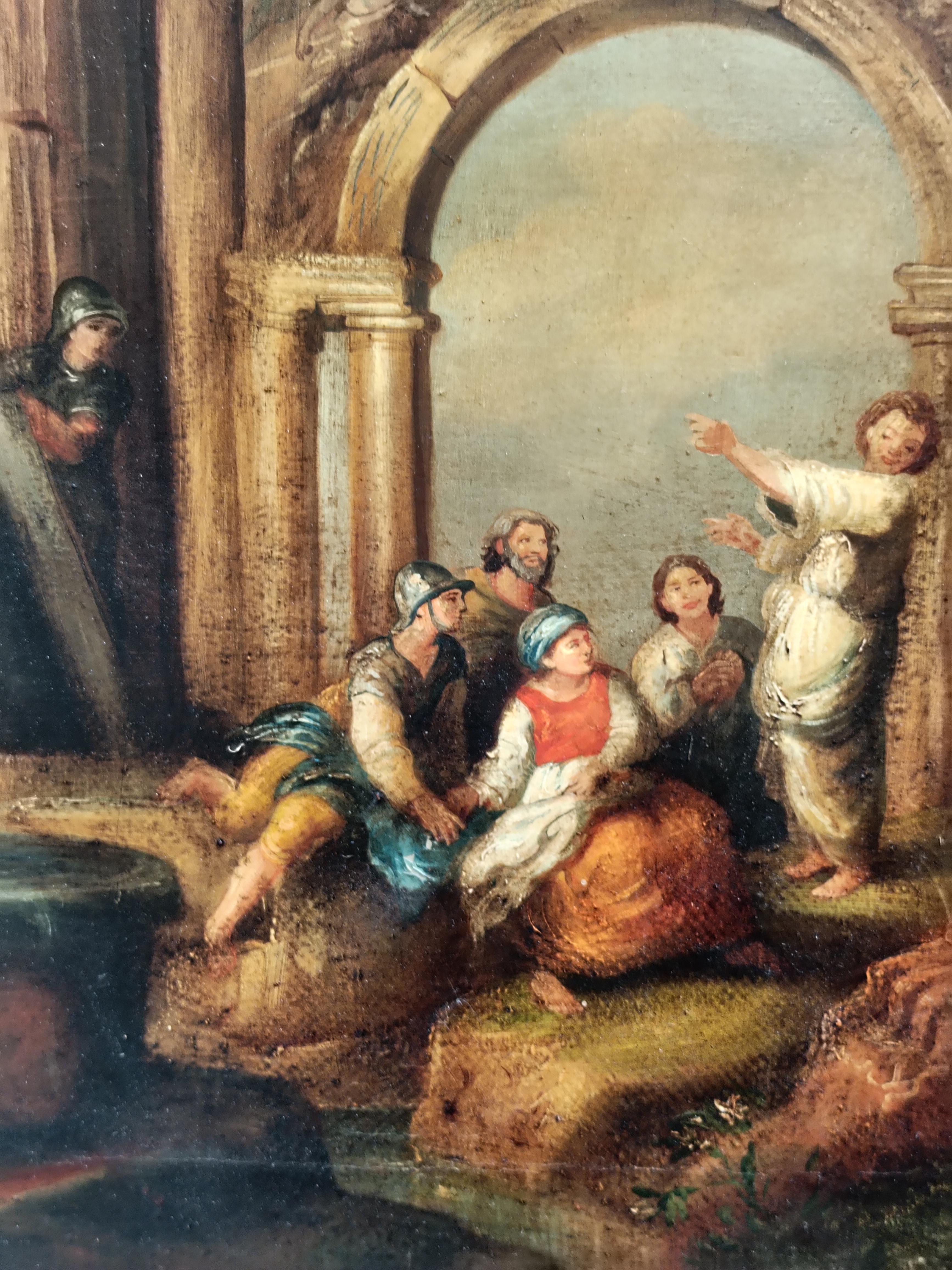 ARCHITETTURE ANIMATE - Olivenöl in der Maniera von Giovanni Paolo Pannini (Alte Meister), Painting, von Ettore Frattini