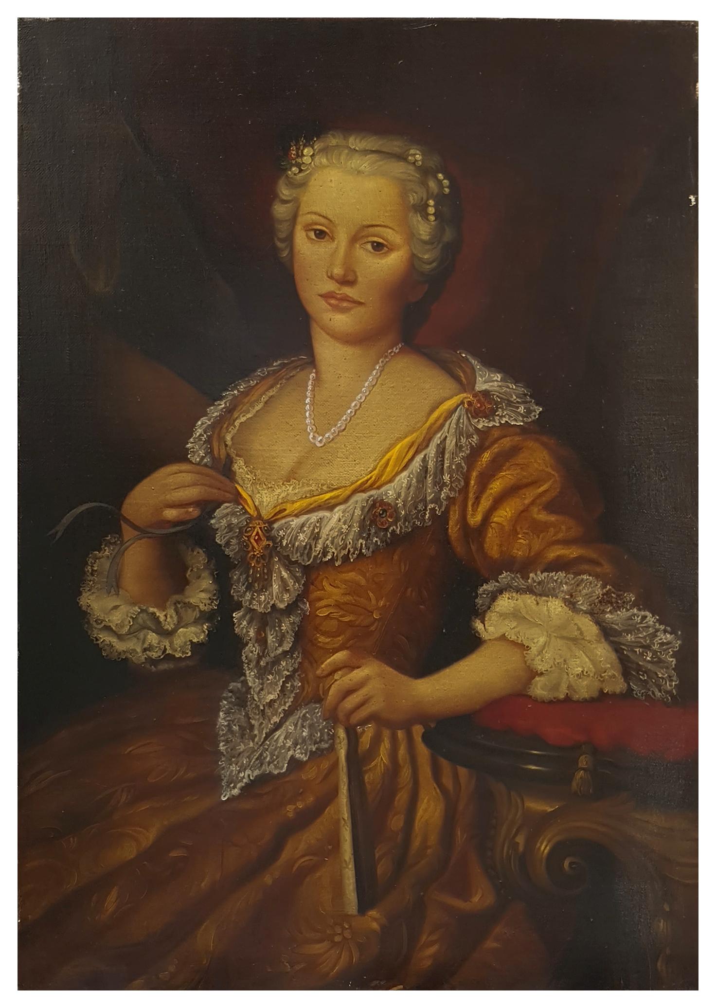 RETRATO DE SEÑORA E.Frattini - English School - Italia Figurativo Óleo sobre lienzo - Painting de Ettore Frattini