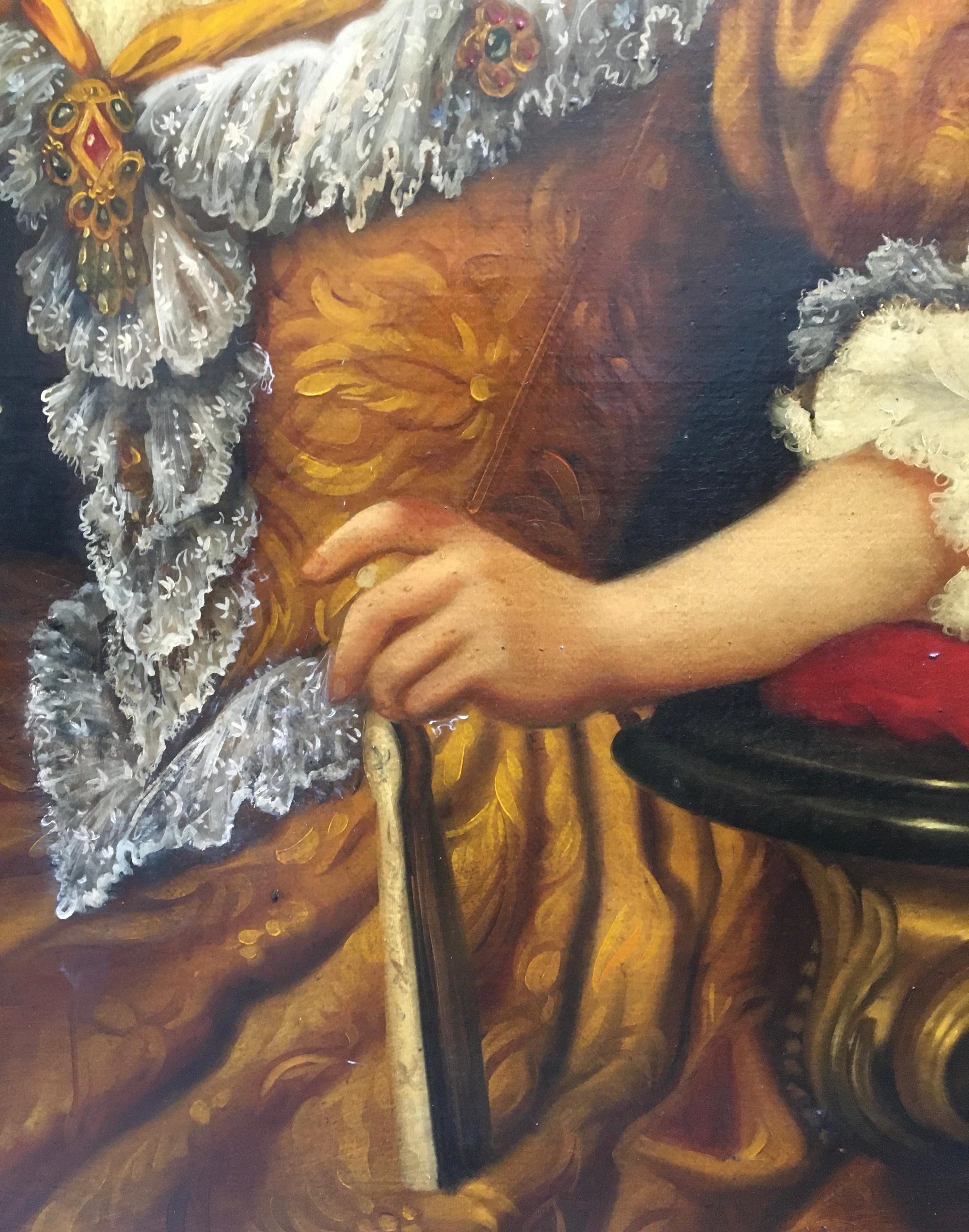 RETRATO DE SEÑORA E.Frattini - English School - Italia Figurativo Óleo sobre lienzo en venta 1