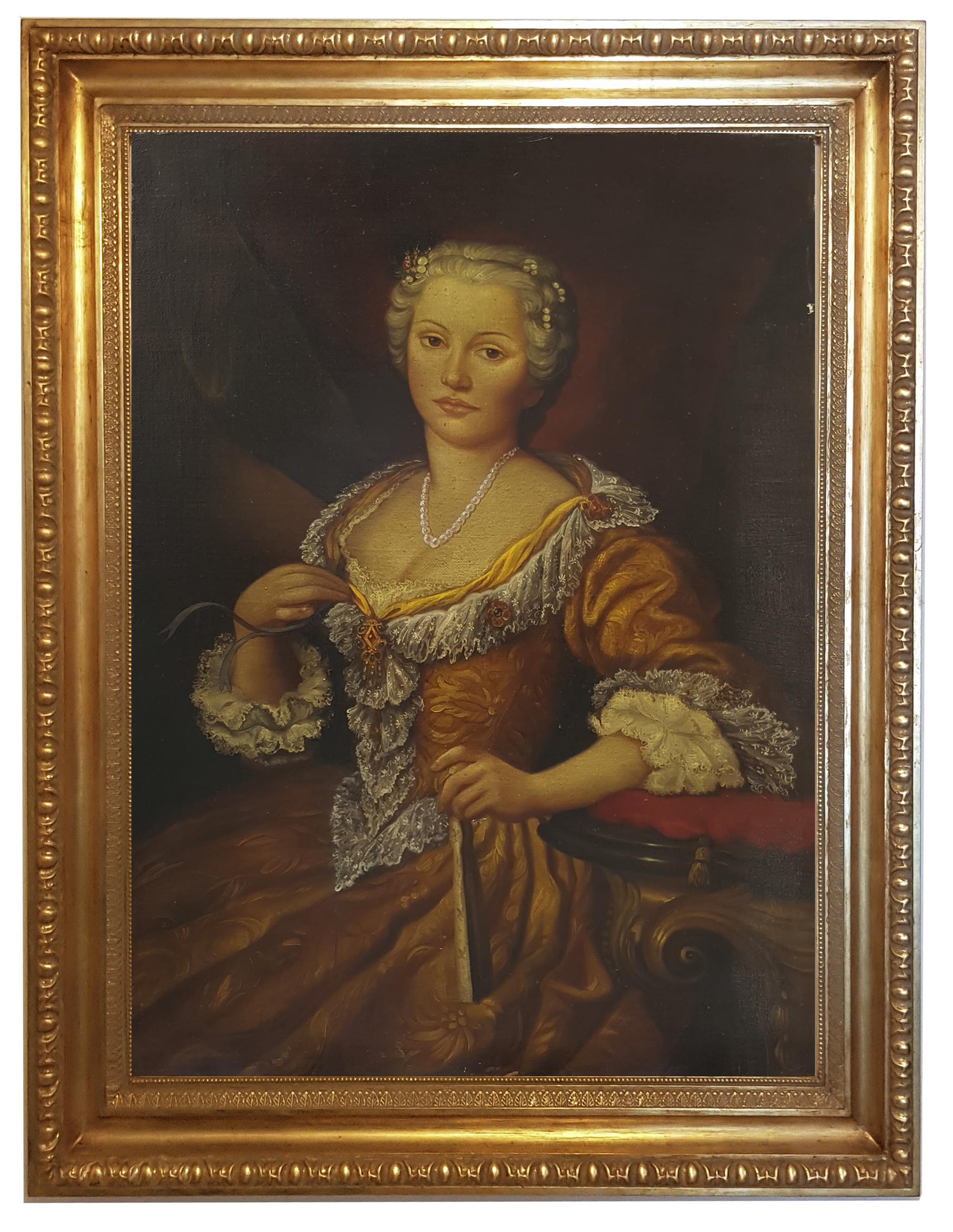 Ettore Frattini Portrait Painting - PORTRAIT OF A LADY E.Frattini - English School - Italy Figurative Oil on Canvas 