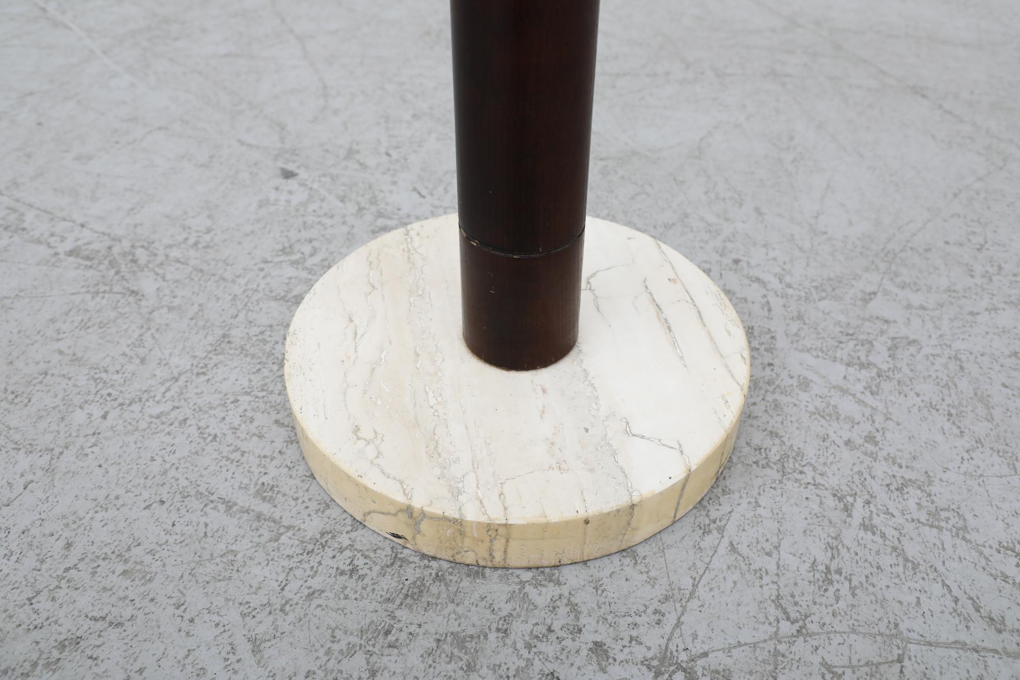 Ettore Sotsass Inspired Modernist Dark Wood Italian Coat Tree w/ Travertine Base For Sale 8