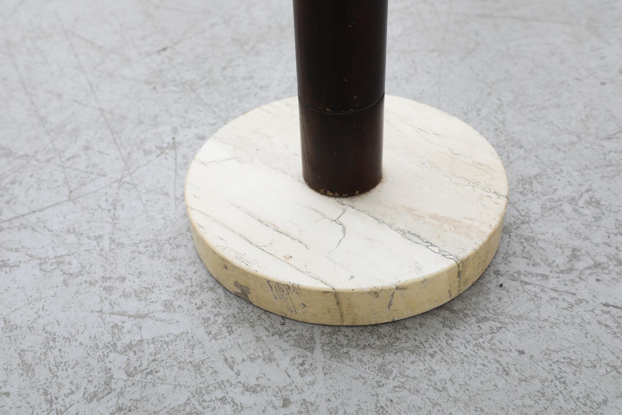 Ettore Sotsass Inspired Modernist Dark Wood Italian Coat Tree w/ Travertine Base For Sale 9