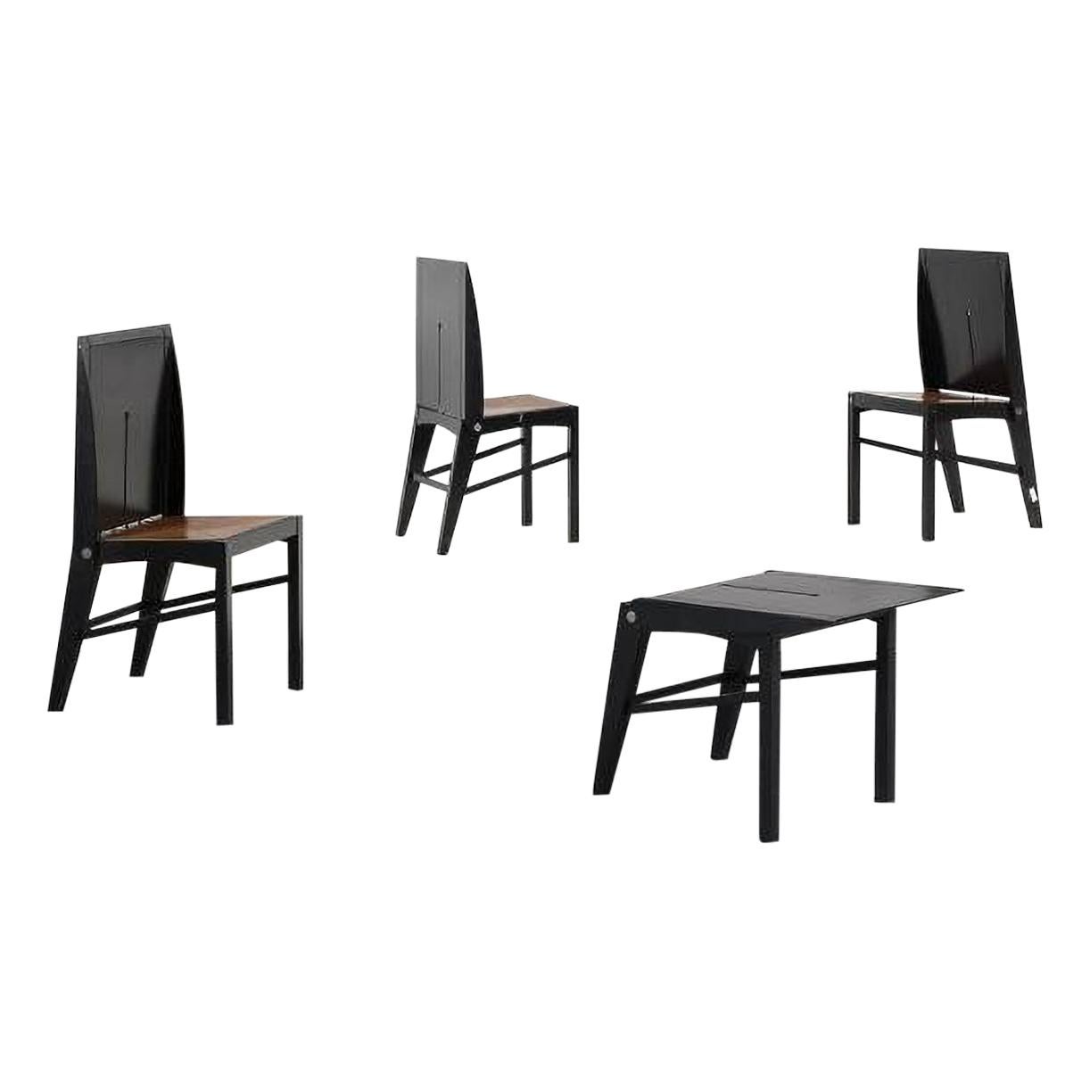 Ettore Sottsass Set of 4 Laurelia Chairs from Salmistrao